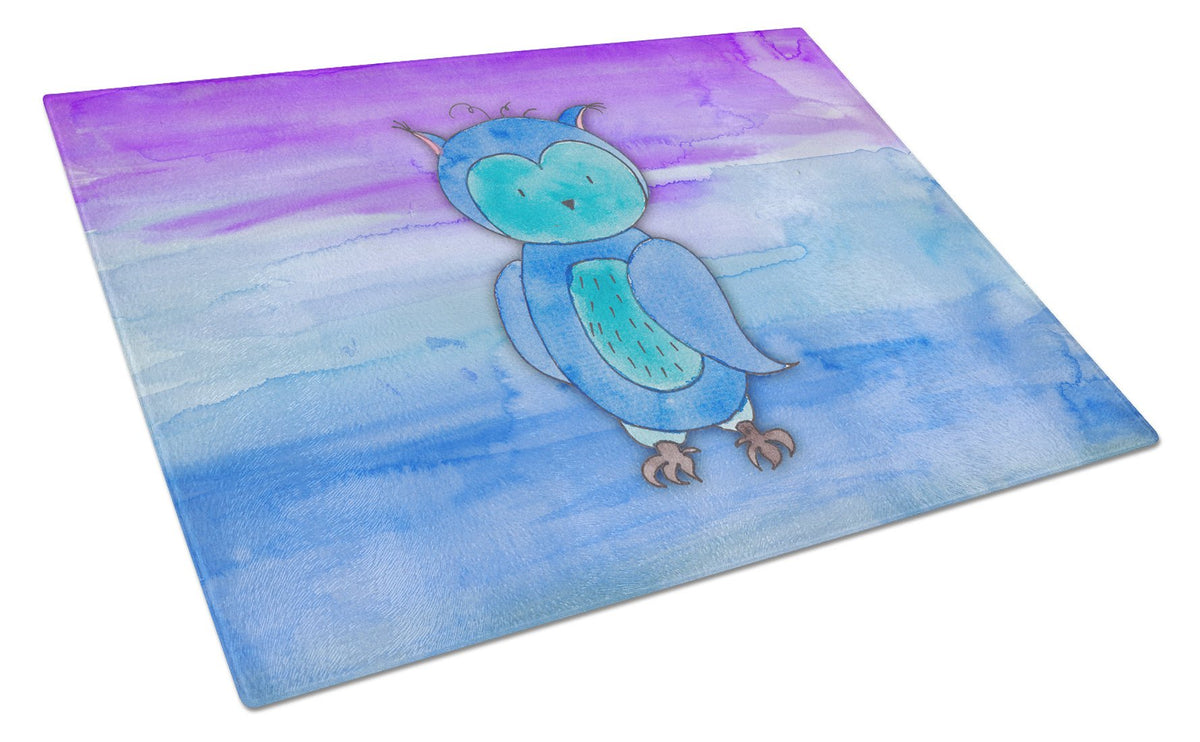 Blue Owl Watercolor Glass Cutting Board Large BB7426LCB by Caroline&#39;s Treasures
