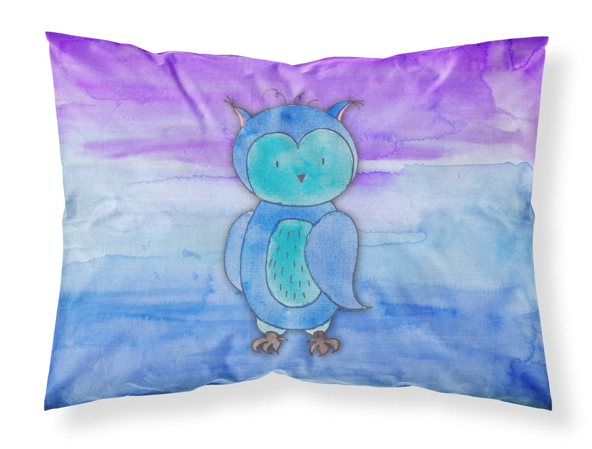 Blue Owl Watercolor Fabric Standard Pillowcase BB7426PILLOWCASE by Caroline&#39;s Treasures
