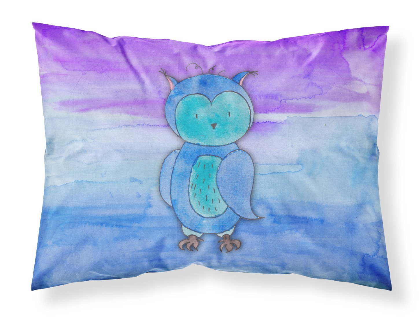 Blue Owl Watercolor Fabric Standard Pillowcase BB7426PILLOWCASE by Caroline's Treasures