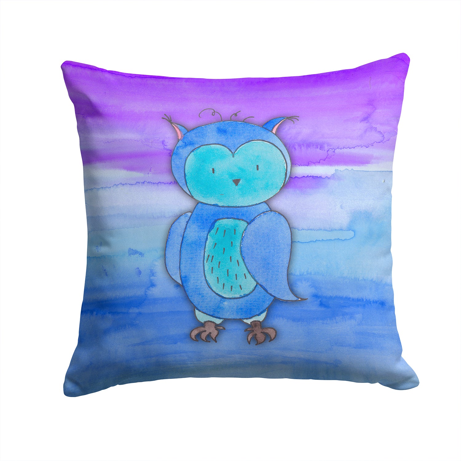 Blue Owl Watercolor Fabric Decorative Pillow BB7426PW1414 - the-store.com