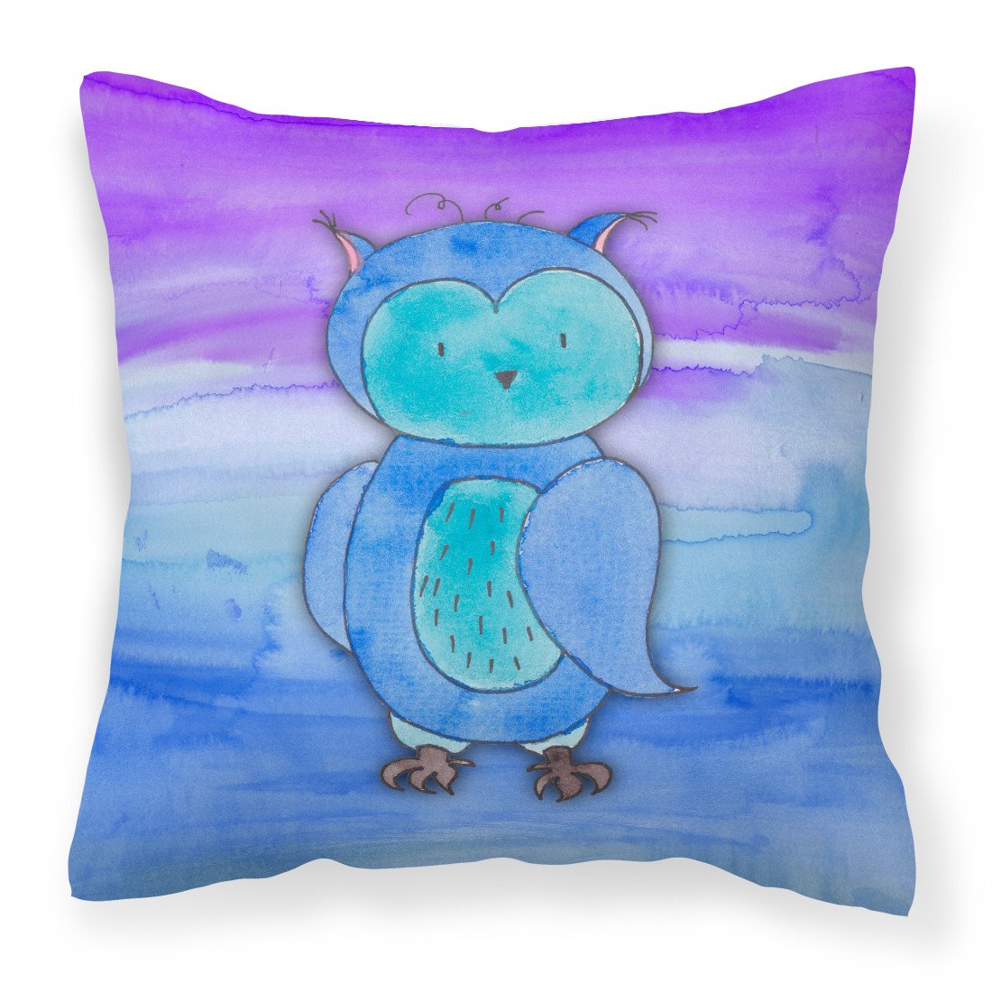 Blue Owl Watercolor Fabric Decorative Pillow BB7426PW1818 by Caroline&#39;s Treasures