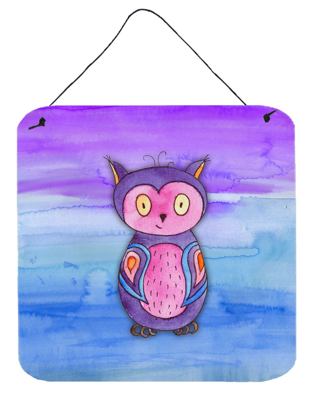 Pink and Purple Owl Watercolor Wall or Door Hanging Prints BB7427DS66 by Caroline's Treasures