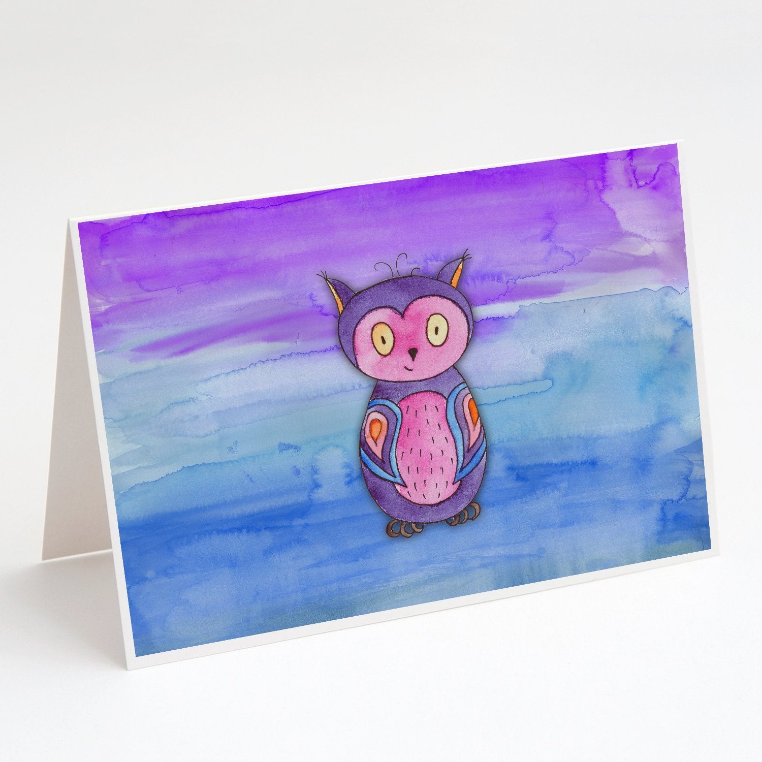 Buy this Pink and Purple Owl Watercolor Greeting Cards and Envelopes Pack of 8