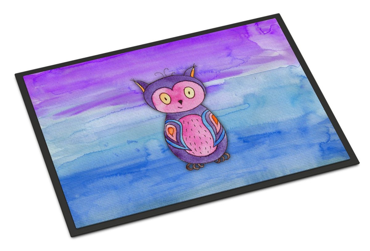 Pink and Purple Owl Watercolor Indoor or Outdoor Mat 24x36 BB7427JMAT by Caroline&#39;s Treasures
