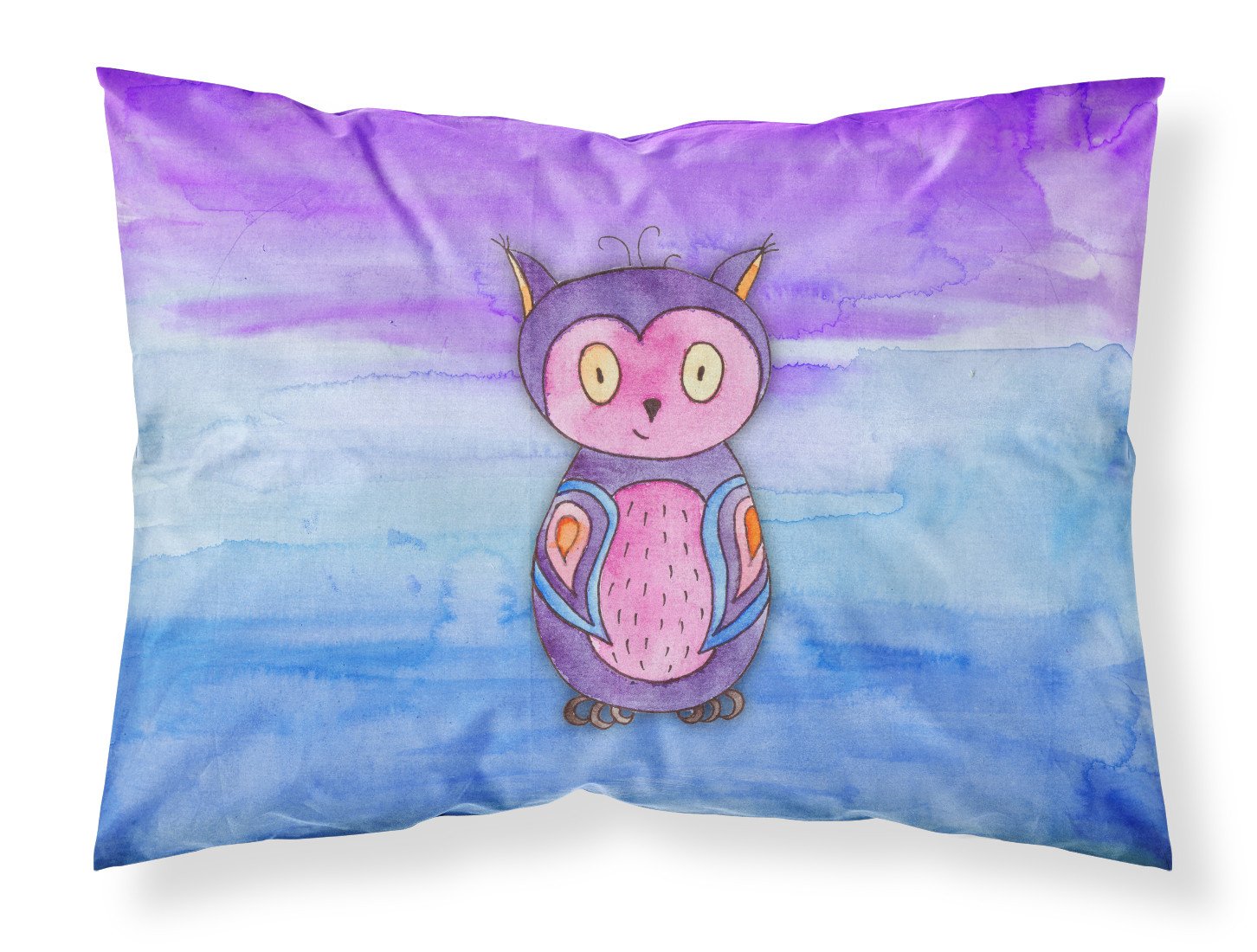 Pink and Purple Owl Watercolor Fabric Standard Pillowcase BB7427PILLOWCASE by Caroline's Treasures