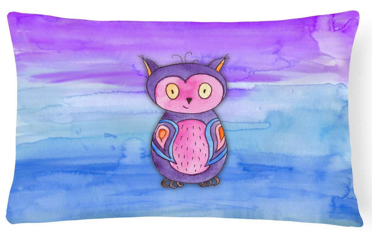 Pink and Purple Owl Watercolor Canvas Fabric Decorative Pillow BB7427PW1216 by Caroline&#39;s Treasures