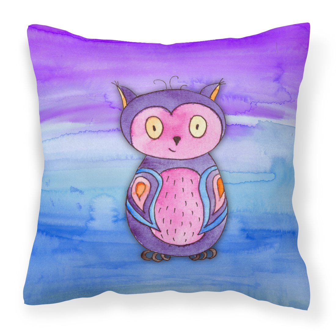 Pink and Purple Owl Watercolor Fabric Decorative Pillow BB7427PW1818 by Caroline&#39;s Treasures