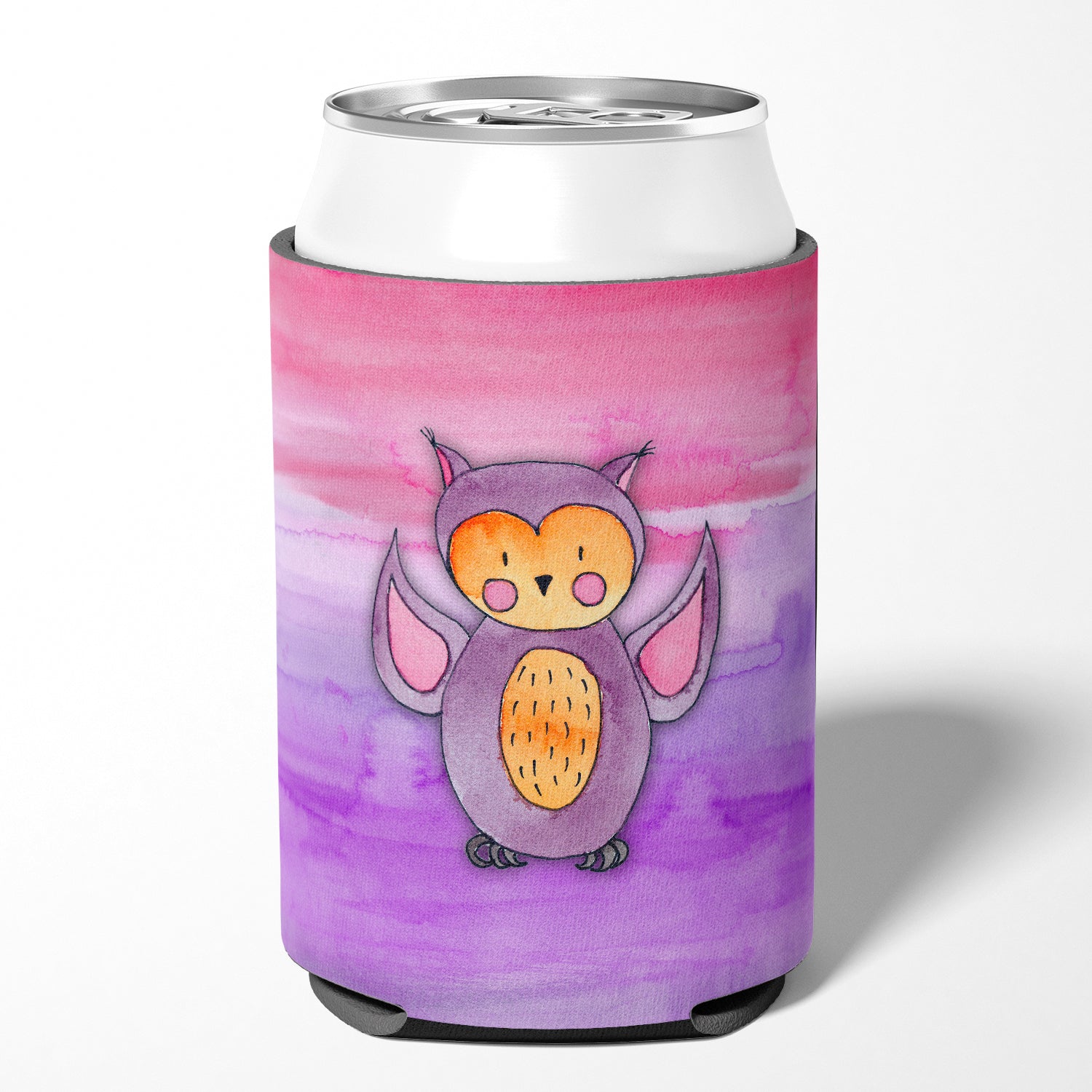 Pink and Purple Owl Watercolor Can or Bottle Hugger BB7428CC