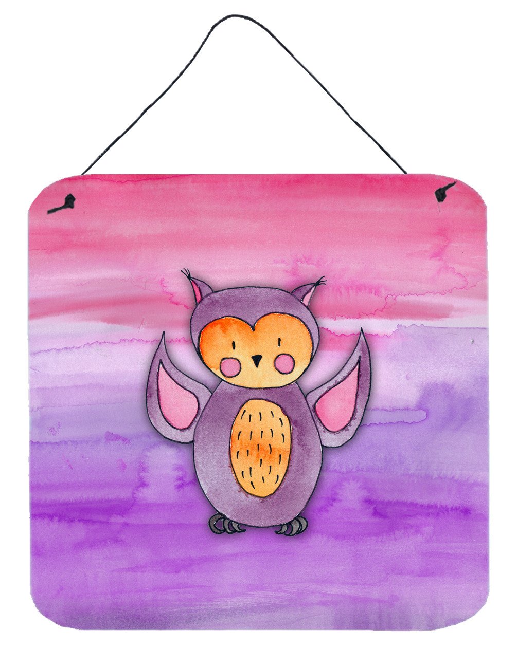 Pink and Purple Owl Watercolor Wall or Door Hanging Prints BB7428DS66 by Caroline&#39;s Treasures