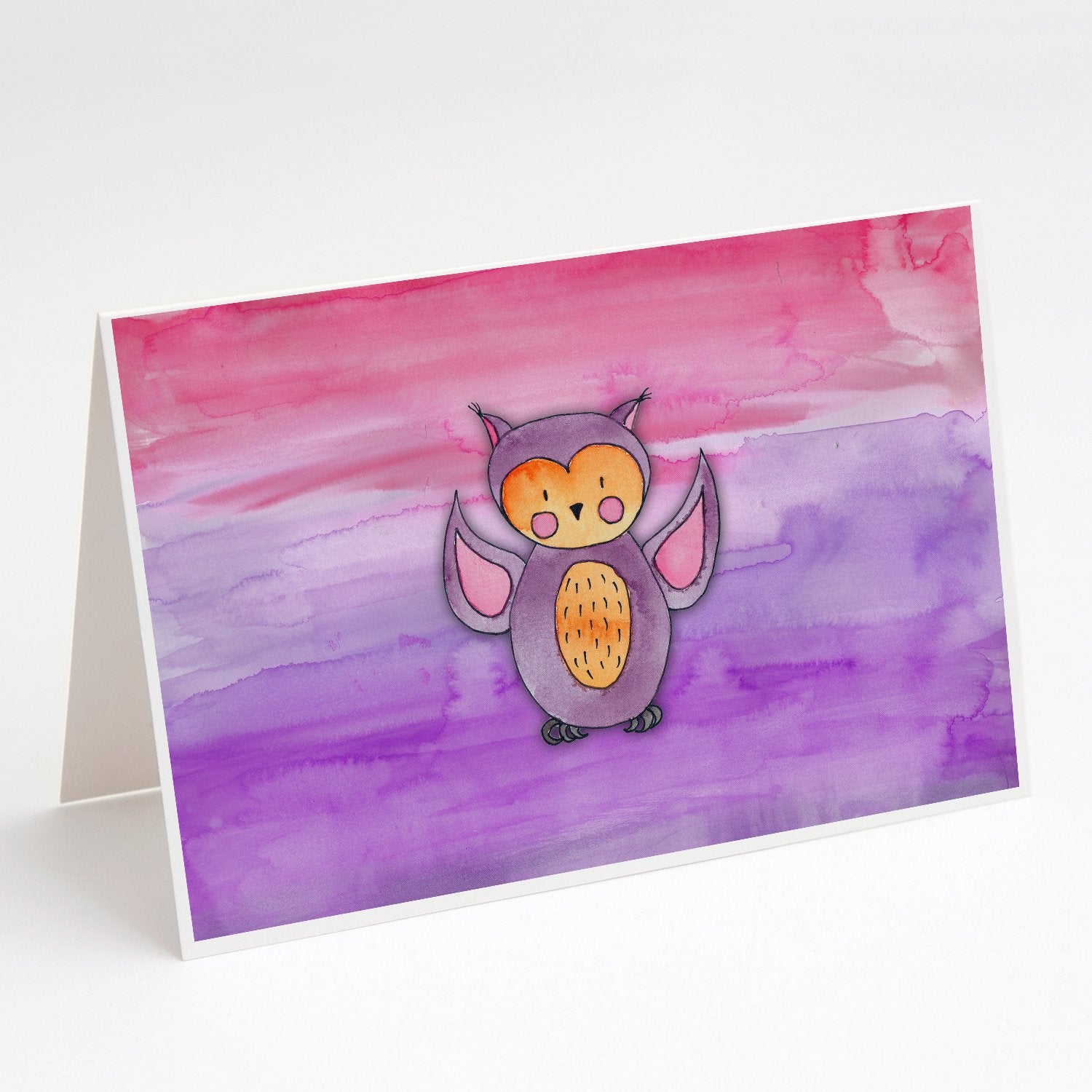 Buy this Pink and Purple Owl Watercolor Greeting Cards and Envelopes Pack of 8