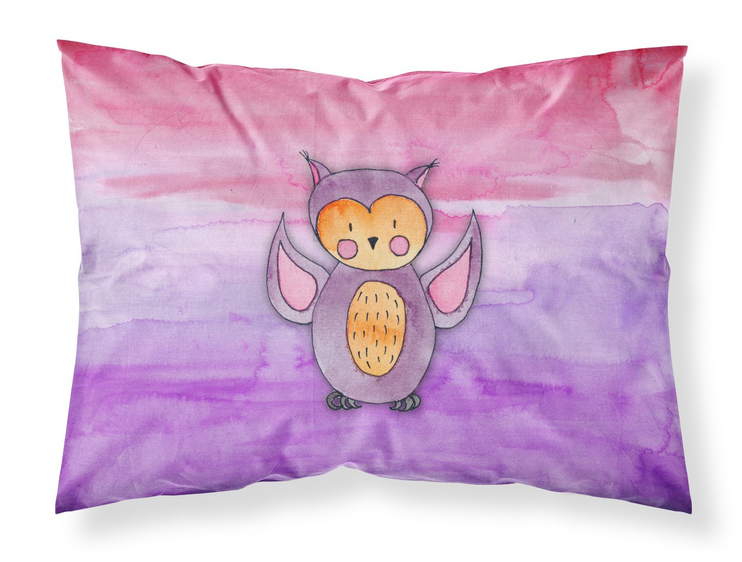 Pink and Purple Owl Watercolor Fabric Standard Pillowcase BB7428PILLOWCASE by Caroline's Treasures