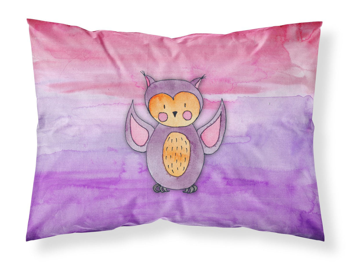 Pink and Purple Owl Watercolor Fabric Standard Pillowcase BB7428PILLOWCASE by Caroline&#39;s Treasures