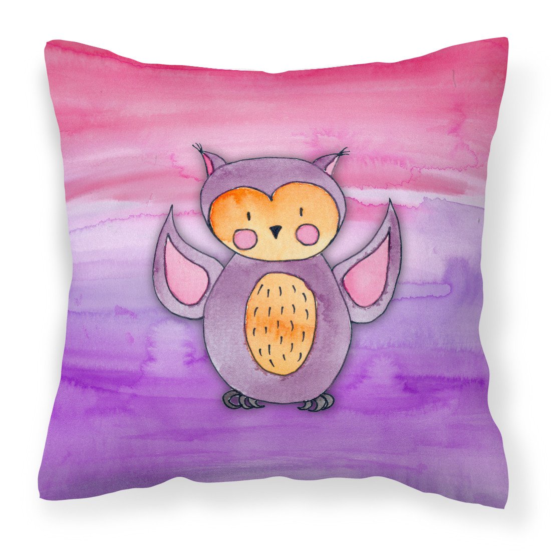 Pink and Purple Owl Watercolor Fabric Decorative Pillow BB7428PW1818 by Caroline&#39;s Treasures
