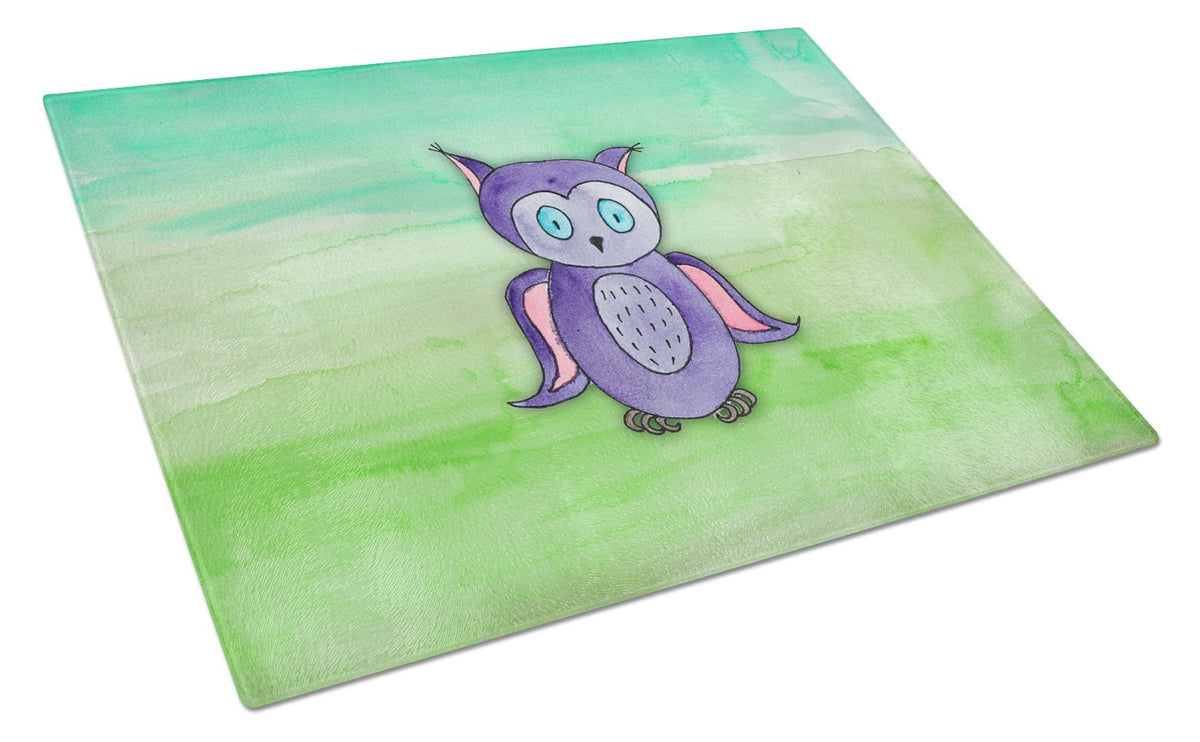 Purple Owl Watercolor Glass Cutting Board Large BB7429LCB by Caroline&#39;s Treasures
