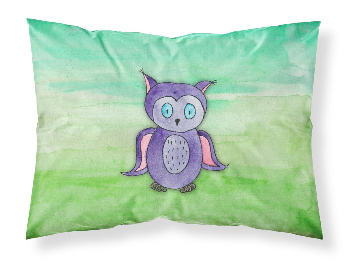 Purple Owl Watercolor Fabric Standard Pillowcase BB7429PILLOWCASE by Caroline&#39;s Treasures