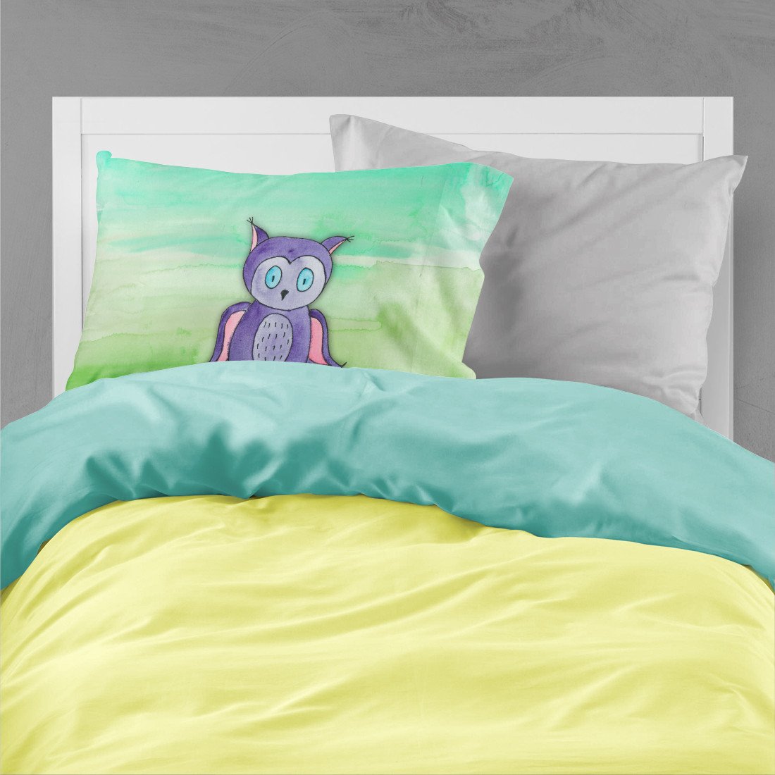 Purple Owl Watercolor Fabric Standard Pillowcase BB7429PILLOWCASE by Caroline's Treasures