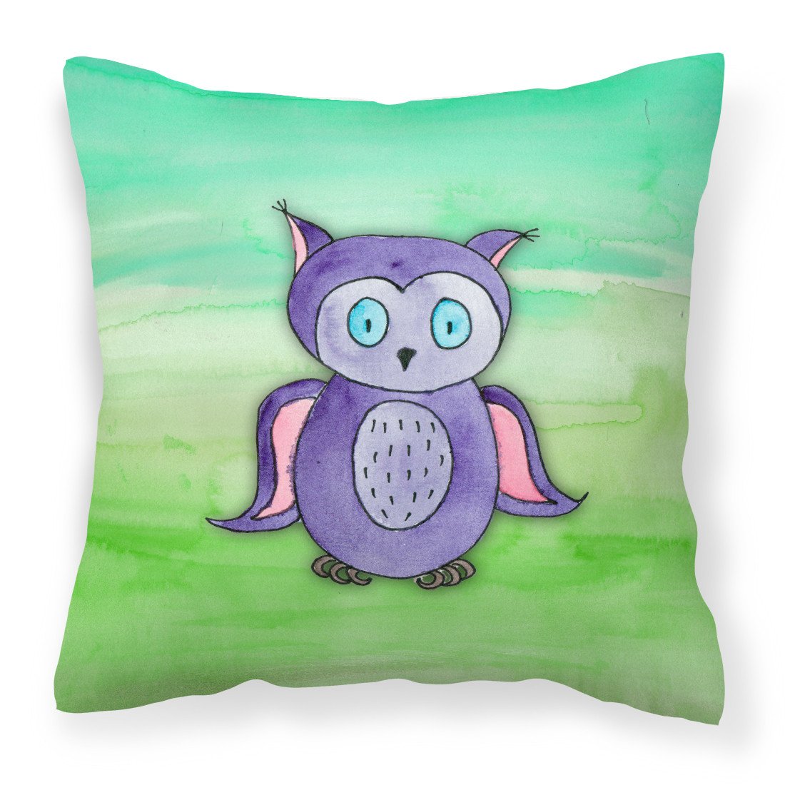 Purple Owl Watercolor Fabric Decorative Pillow BB7429PW1818 by Caroline&#39;s Treasures