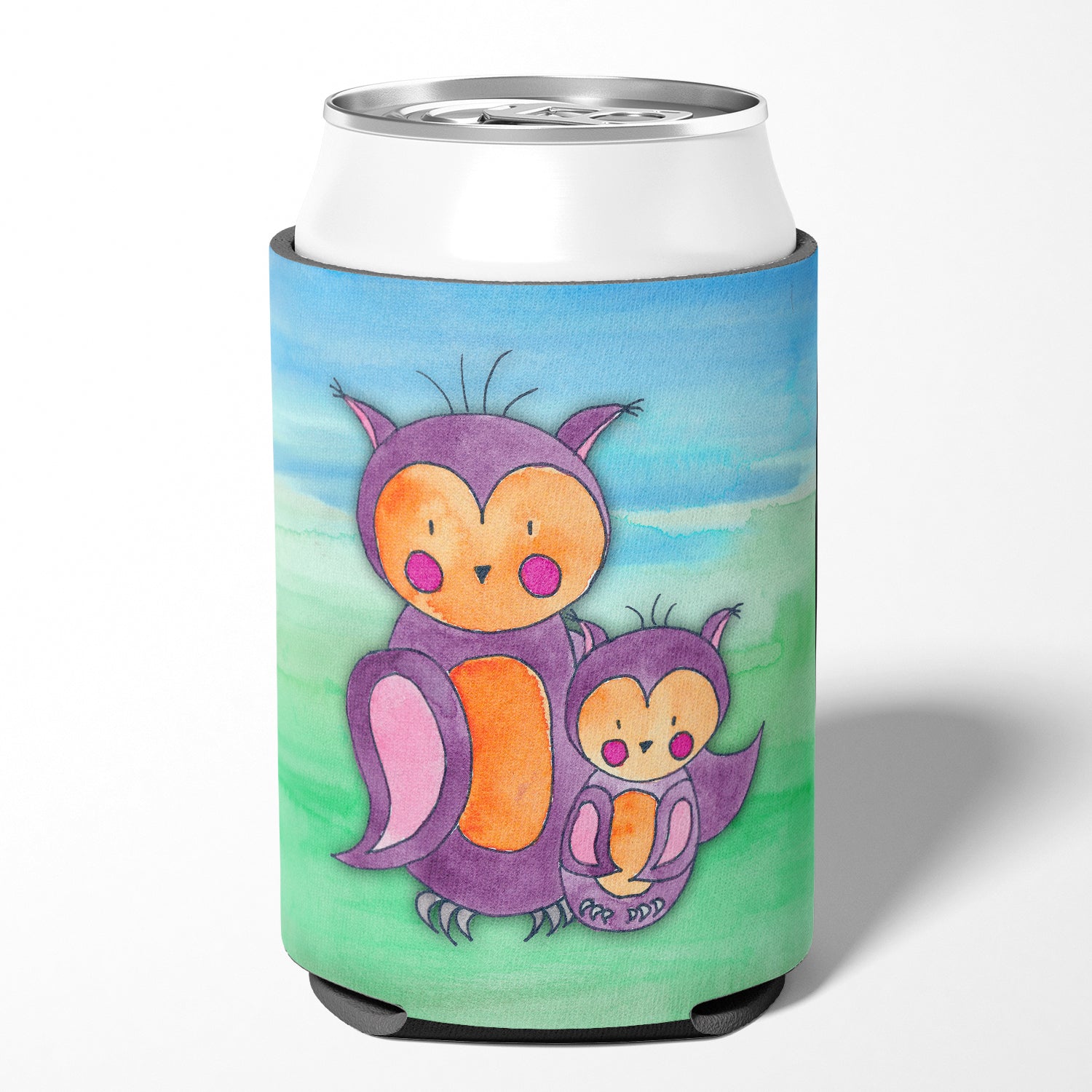 Momma and Baby Owl Watercolor Can or Bottle Hugger BB7430CC