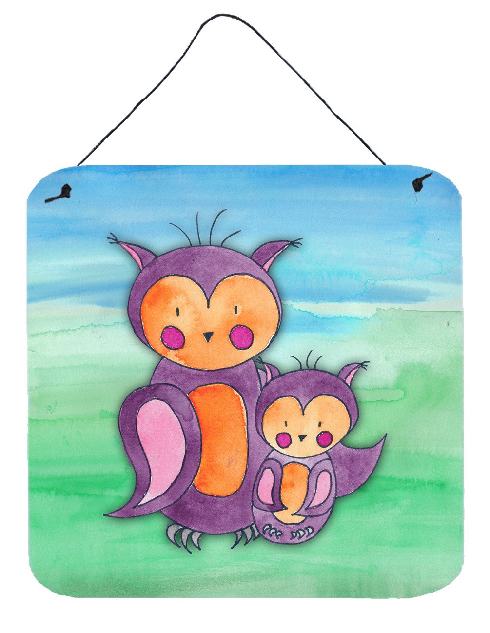 Momma and Baby Owl Watercolor Wall or Door Hanging Prints BB7430DS66 by Caroline&#39;s Treasures