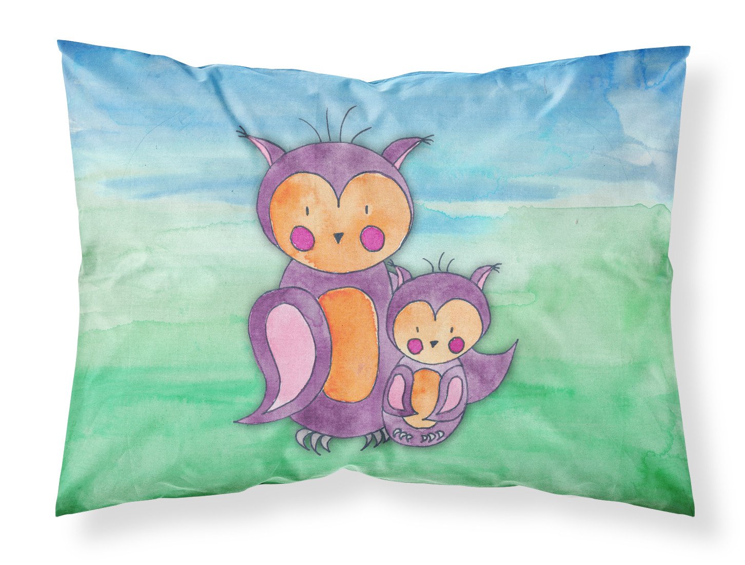 Momma and Baby Owl Watercolor Fabric Standard Pillowcase BB7430PILLOWCASE by Caroline's Treasures