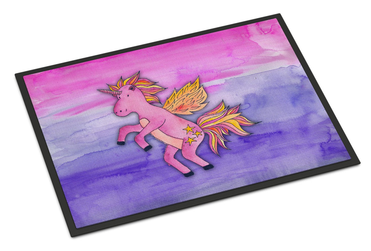 Pink Unicorn Watercolor Indoor or Outdoor Mat 24x36 BB7432JMAT by Caroline&#39;s Treasures