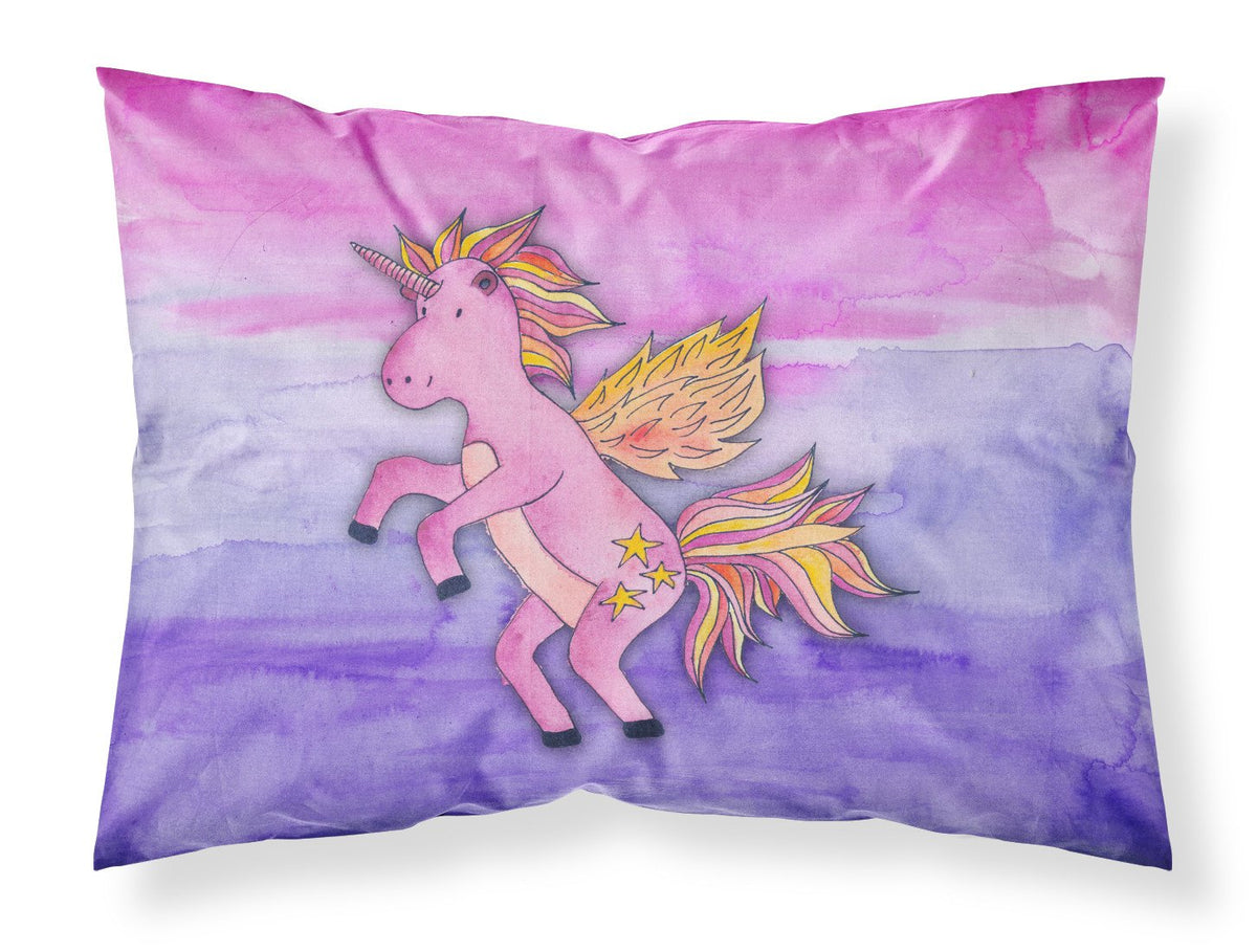 Pink Unicorn Watercolor Fabric Standard Pillowcase BB7432PILLOWCASE by Caroline&#39;s Treasures