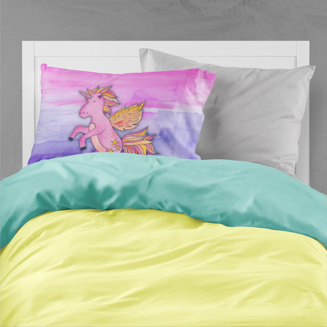 Pink Unicorn Watercolor Fabric Standard Pillowcase BB7432PILLOWCASE by Caroline's Treasures