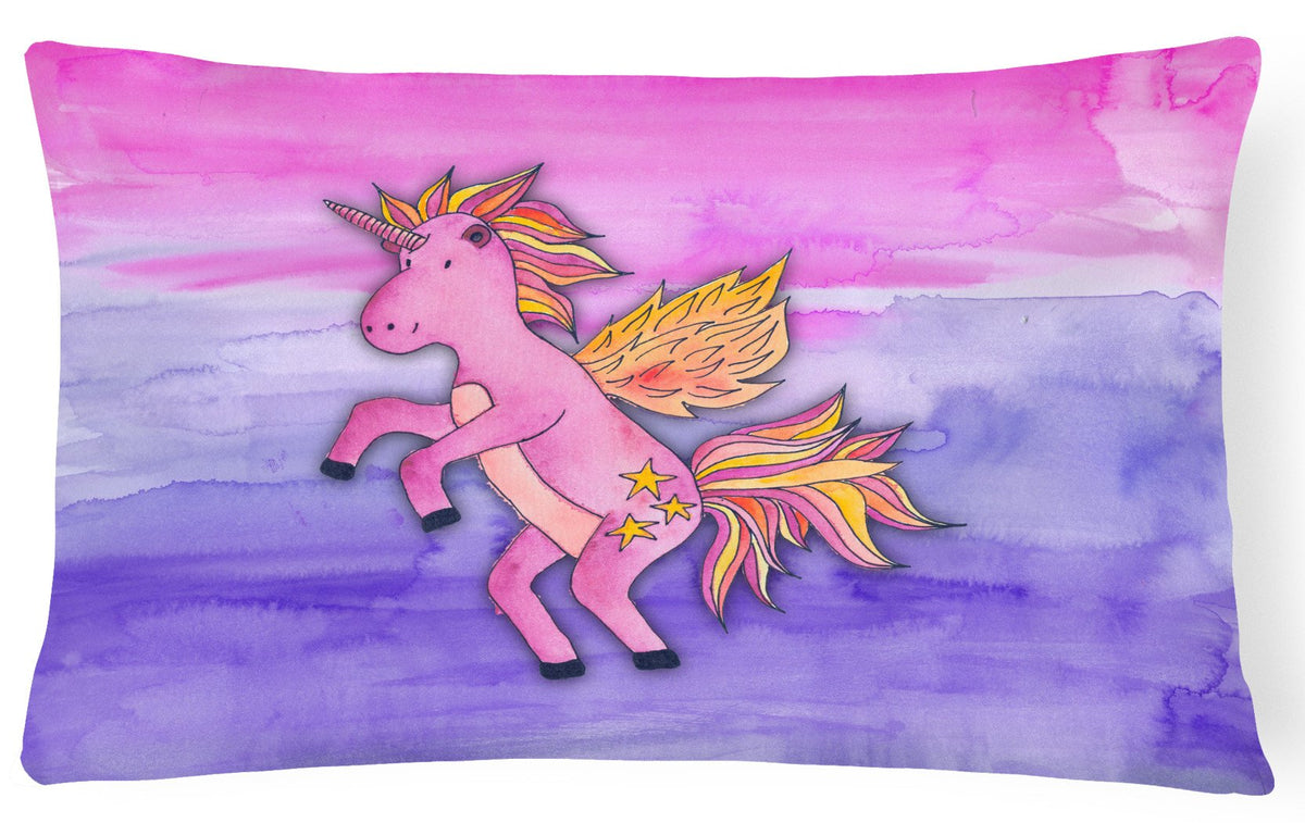 Pink Unicorn Watercolor Canvas Fabric Decorative Pillow BB7432PW1216 by Caroline&#39;s Treasures