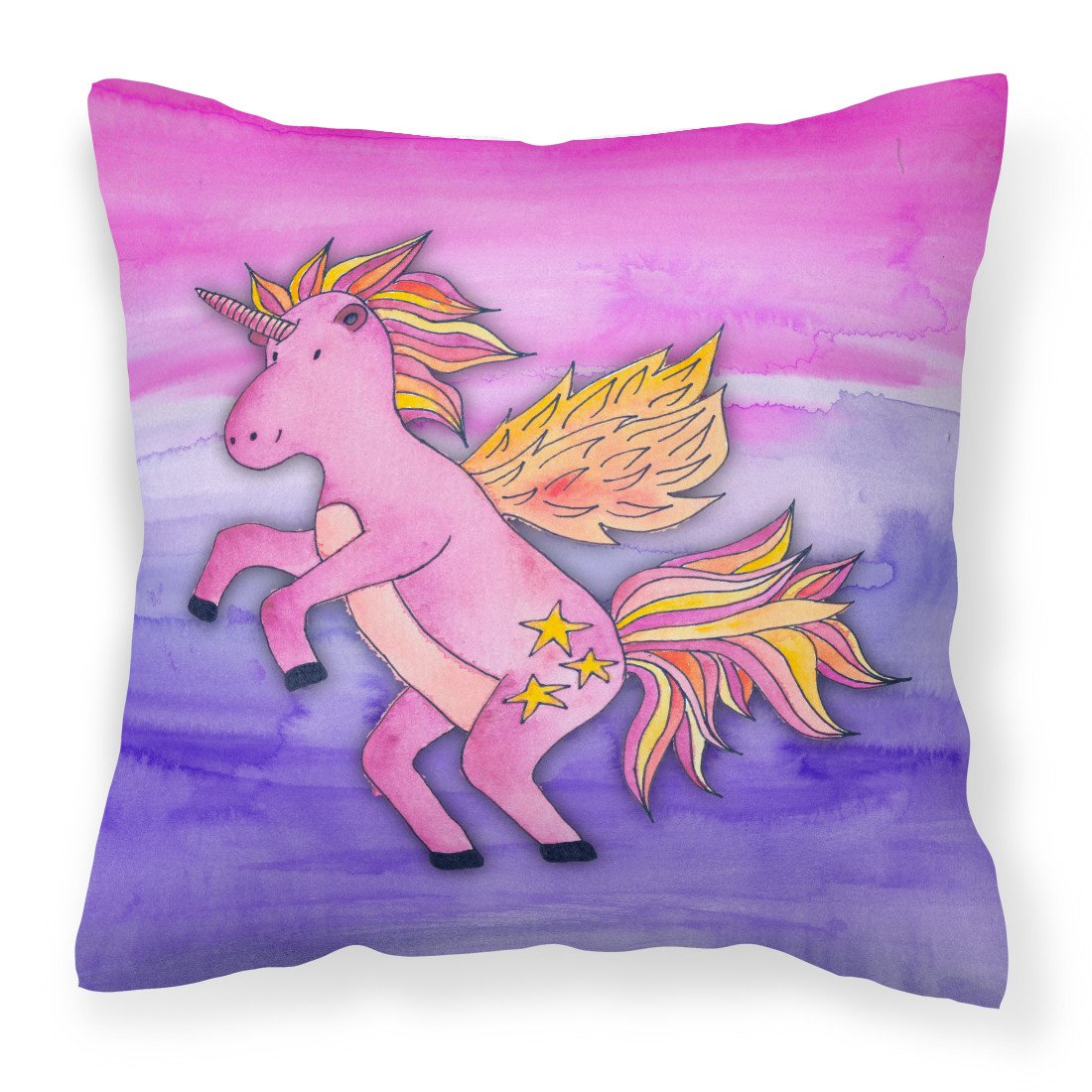 Pink Unicorn Watercolor Fabric Decorative Pillow BB7432PW1818 by Caroline's Treasures