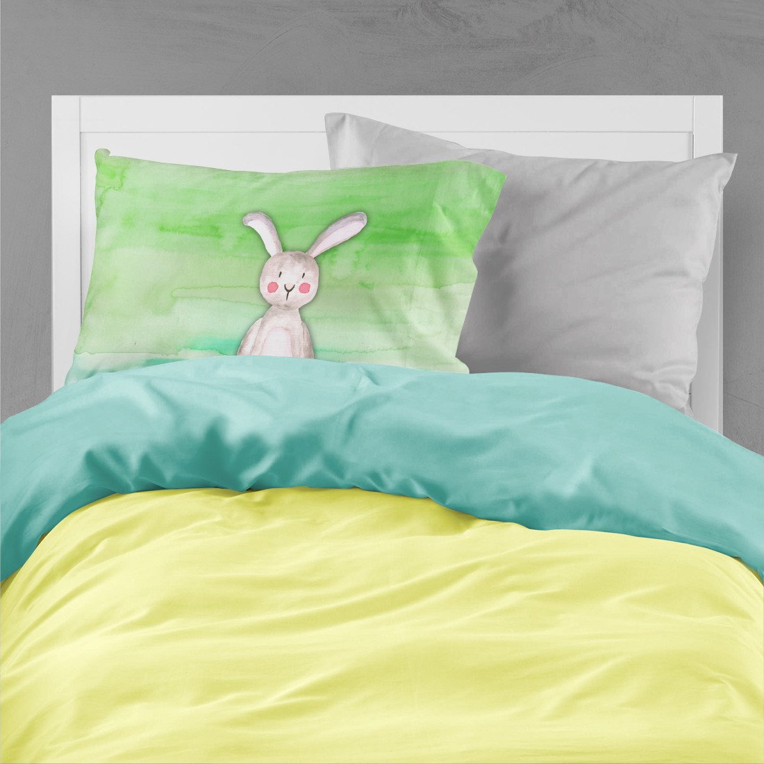 Bunny Rabbit Watercolor Fabric Standard Pillowcase BB7437PILLOWCASE by Caroline's Treasures