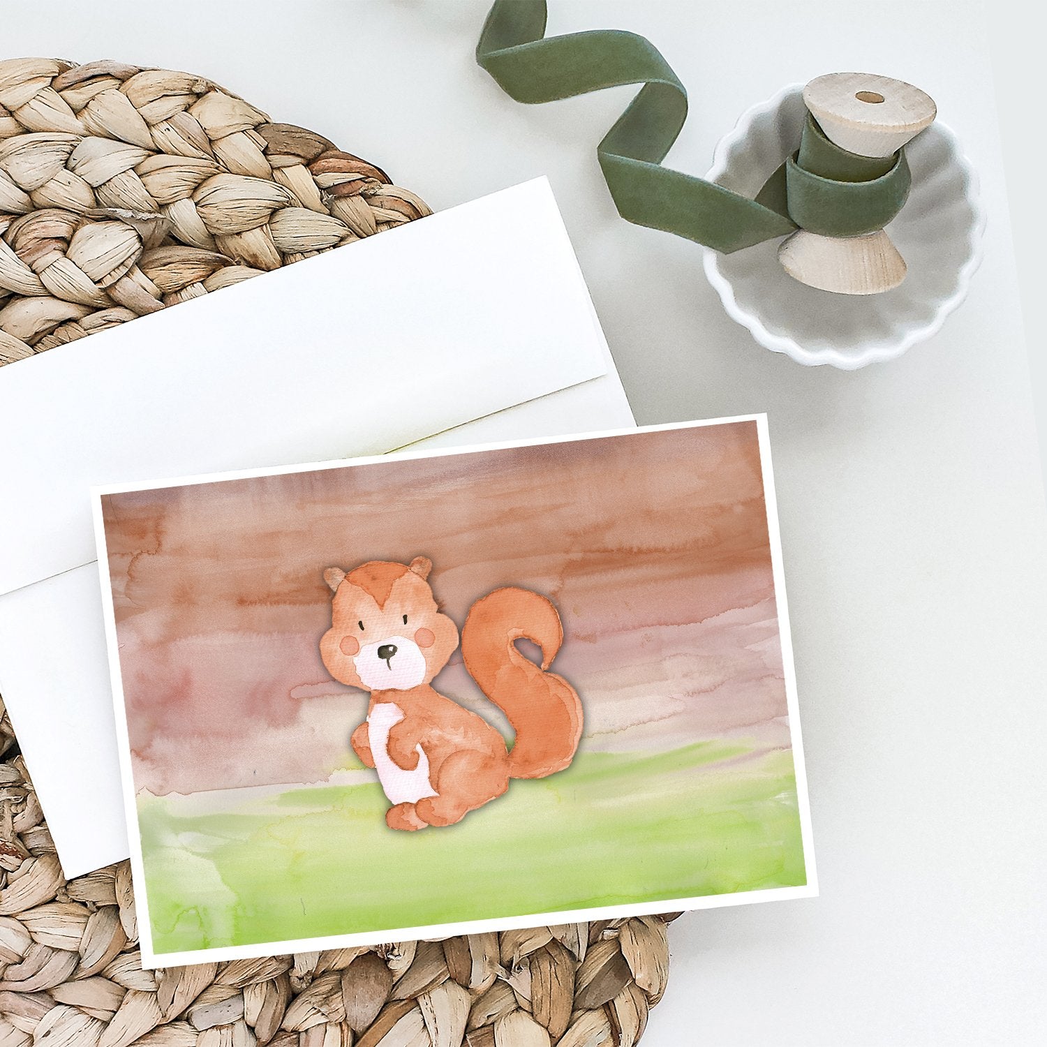 Caroline's Treasures Squirrel Watercolor Greeting Cards - Blank Note Cards – 8-Pack of Artist-Designed Cards with Envelopes
