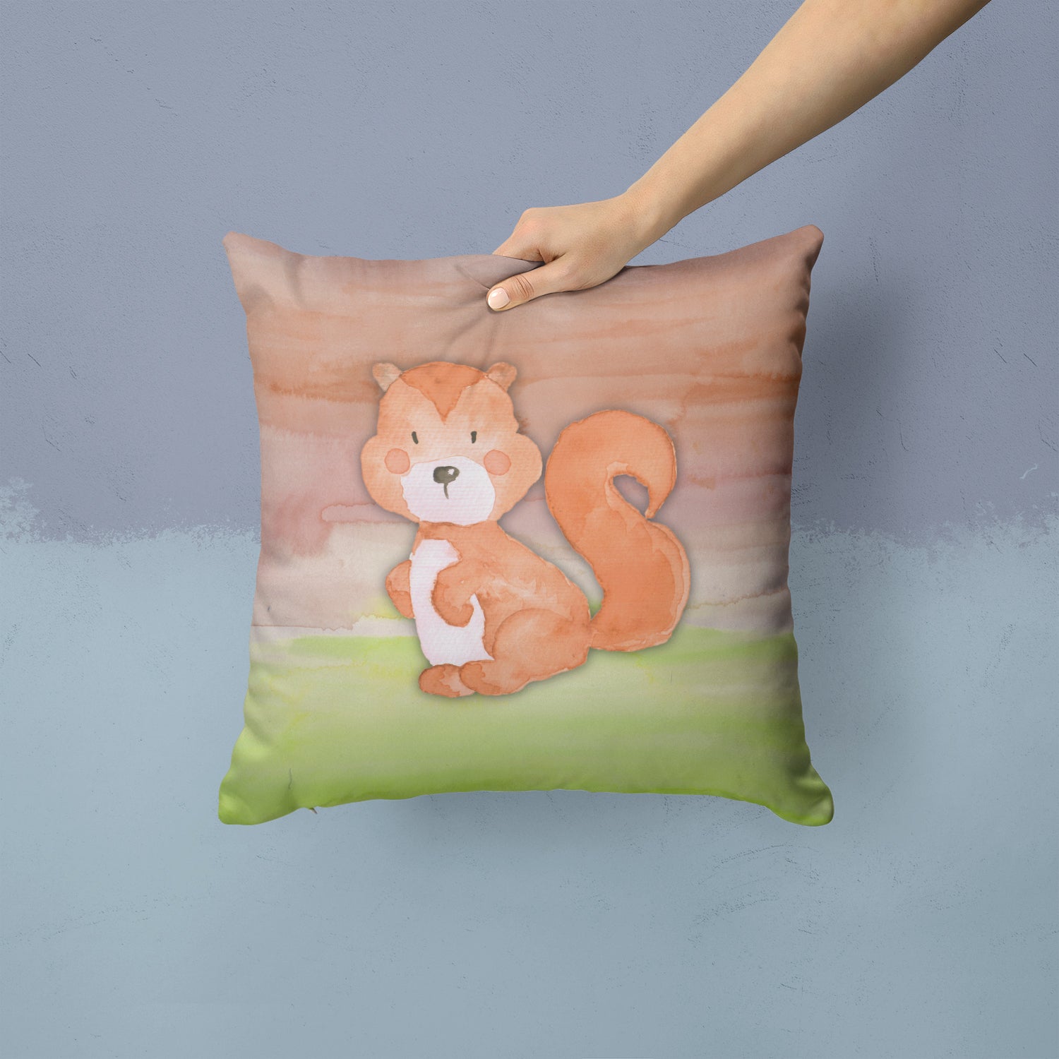 Caroline's Treasures Squirrel Watercolor Throw Pillow - 14x14 Decorative Pillow – Art for Your Home & Patio BB7439PW1414