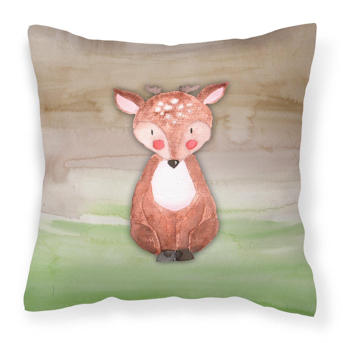 Baby Deer Watercolor Fabric Decorative Pillow BB7442PW1818 by Caroline&#39;s Treasures