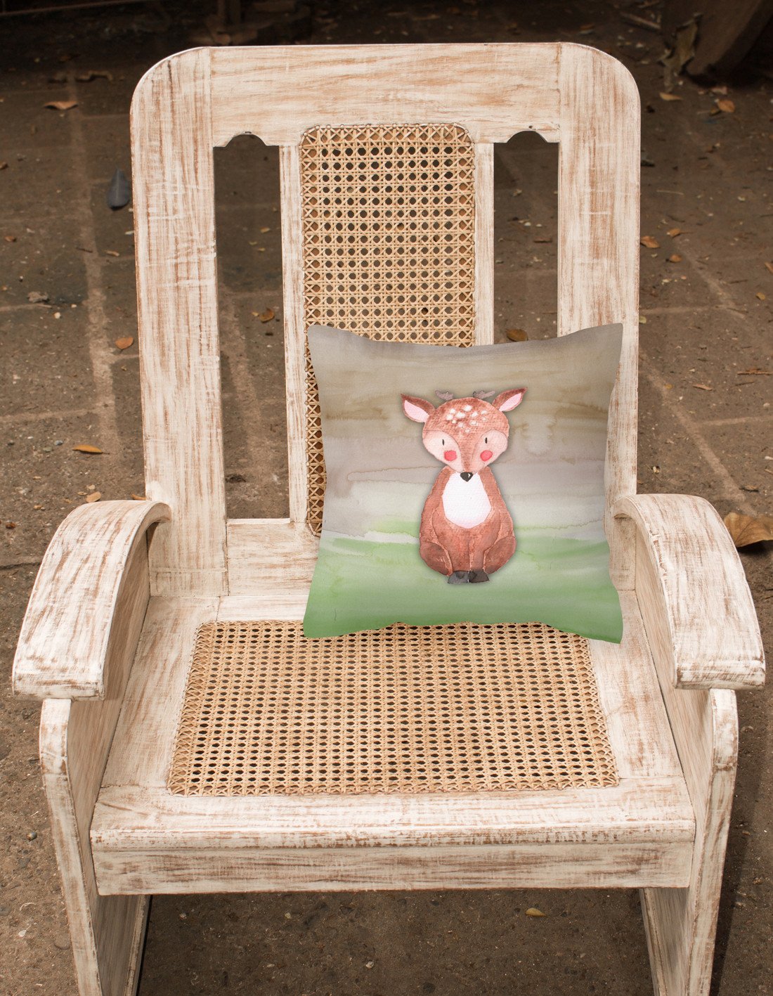 Caroline's Treasures Baby Deer Watercolor Fabric Decorative Pillow BB7442PW1818