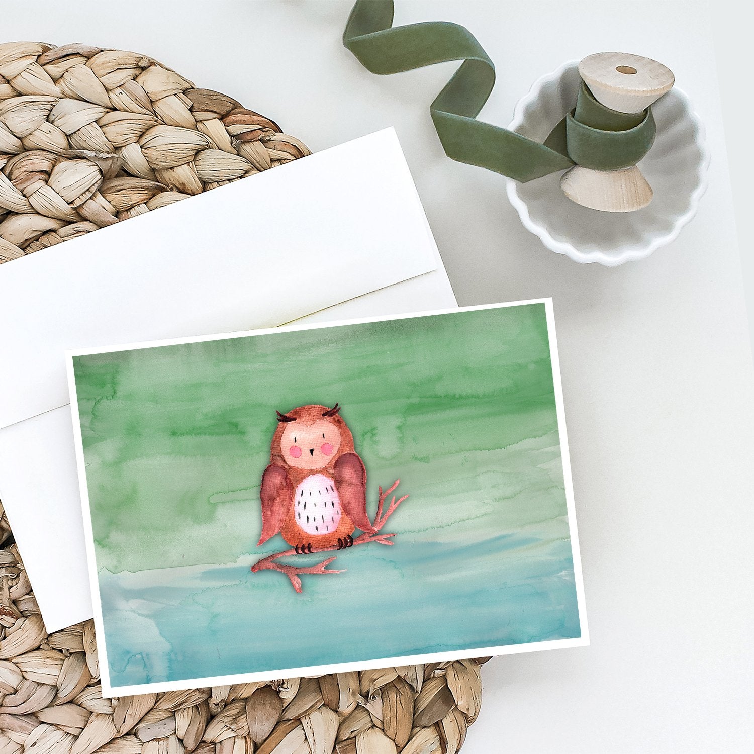 Brown Owl Watercolor Greeting Cards and Envelopes Pack of 8 - the-store.com