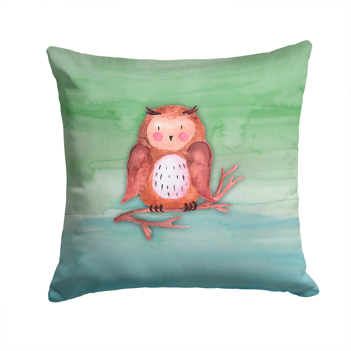 Brown Owl Watercolor Fabric Decorative Pillow BB7443PW1414 - the-store.com