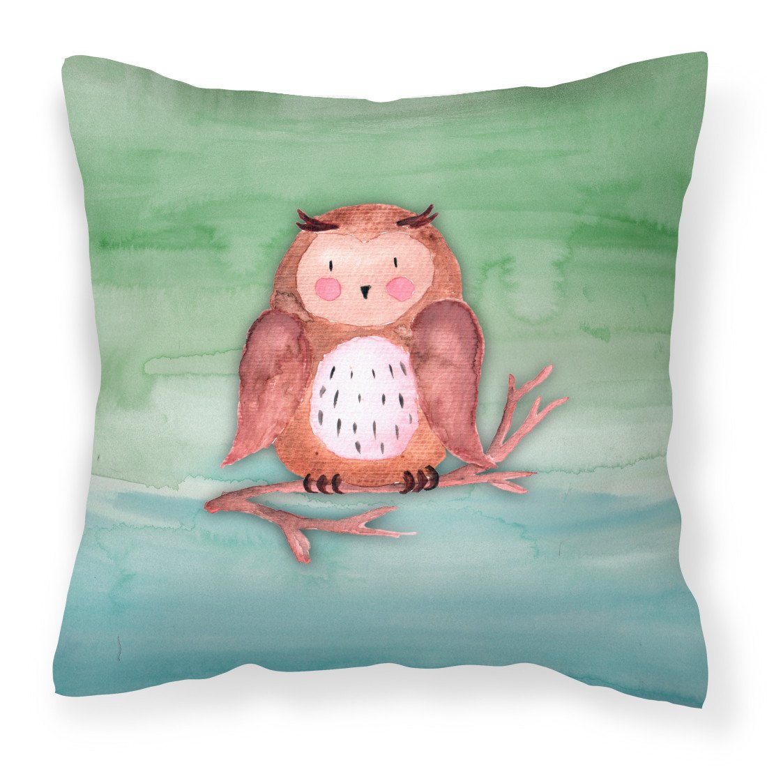 Brown Owl Watercolor Fabric Decorative Pillow BB7443PW1818 by Caroline&#39;s Treasures