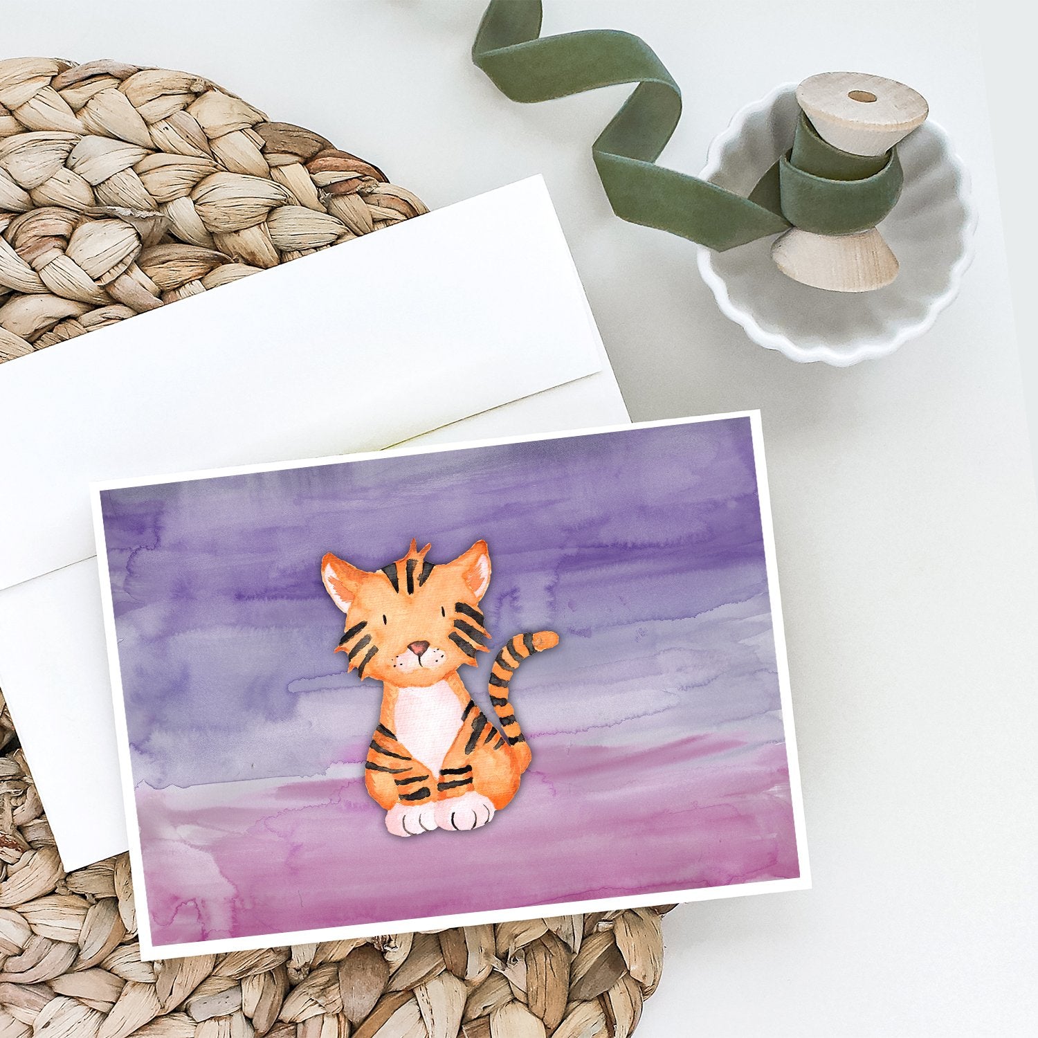 Tiger Cub Watercolor Greeting Cards and Envelopes Pack of 8 - the-store.com