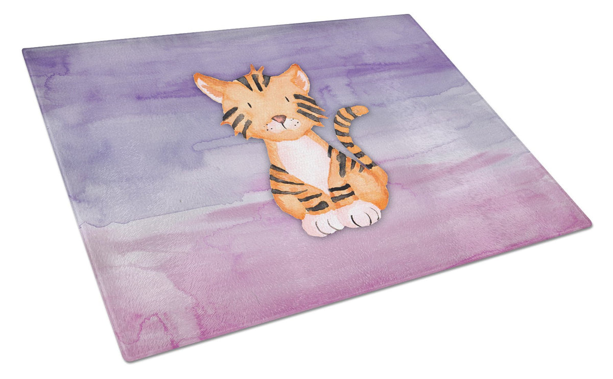 Tiger Cub Watercolor Glass Cutting Board Large BB7444LCB by Caroline&#39;s Treasures