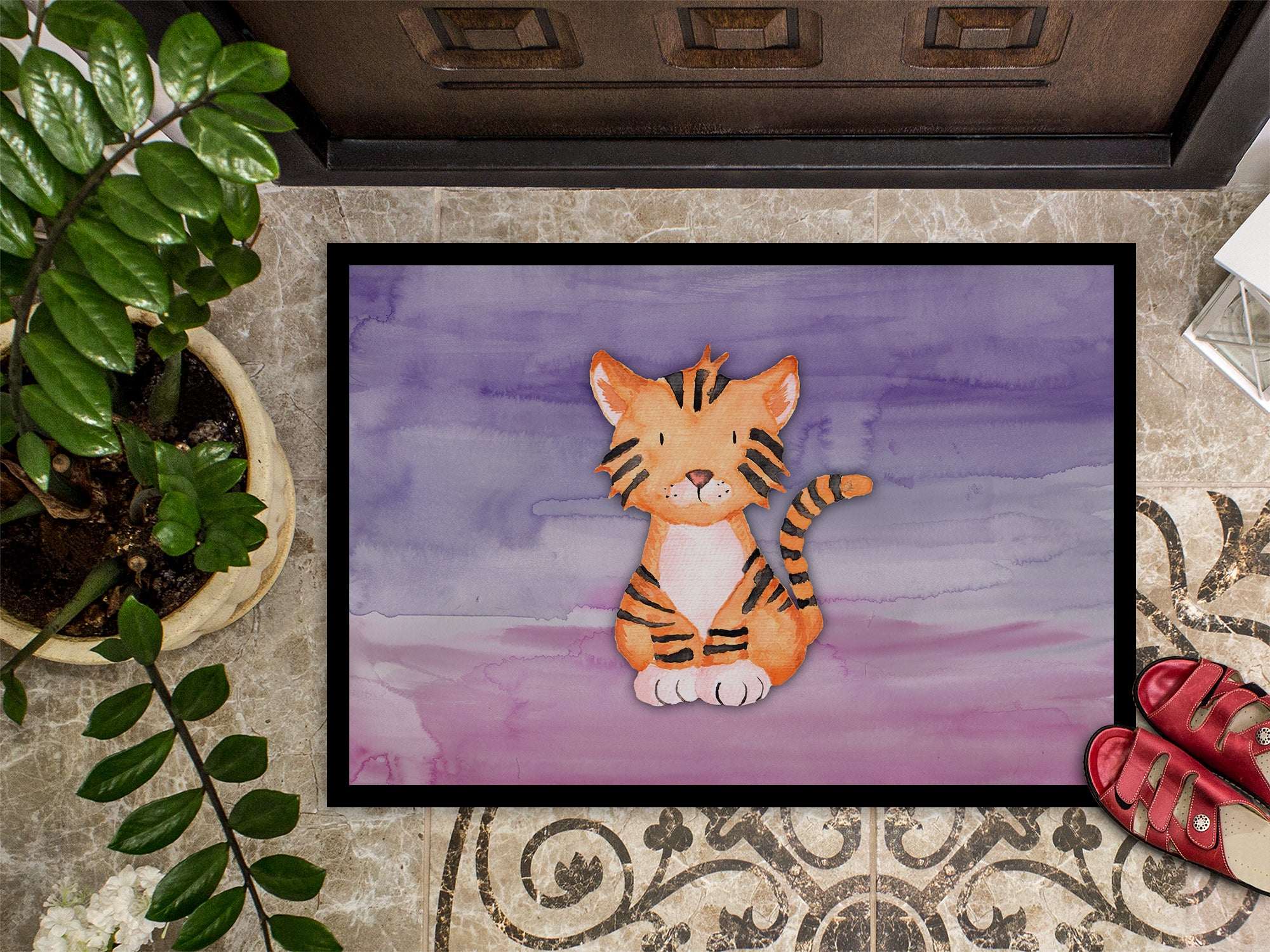 Tiger Cub Watercolor Indoor or Outdoor Mat 18x27 BB7444MAT - the-store.com