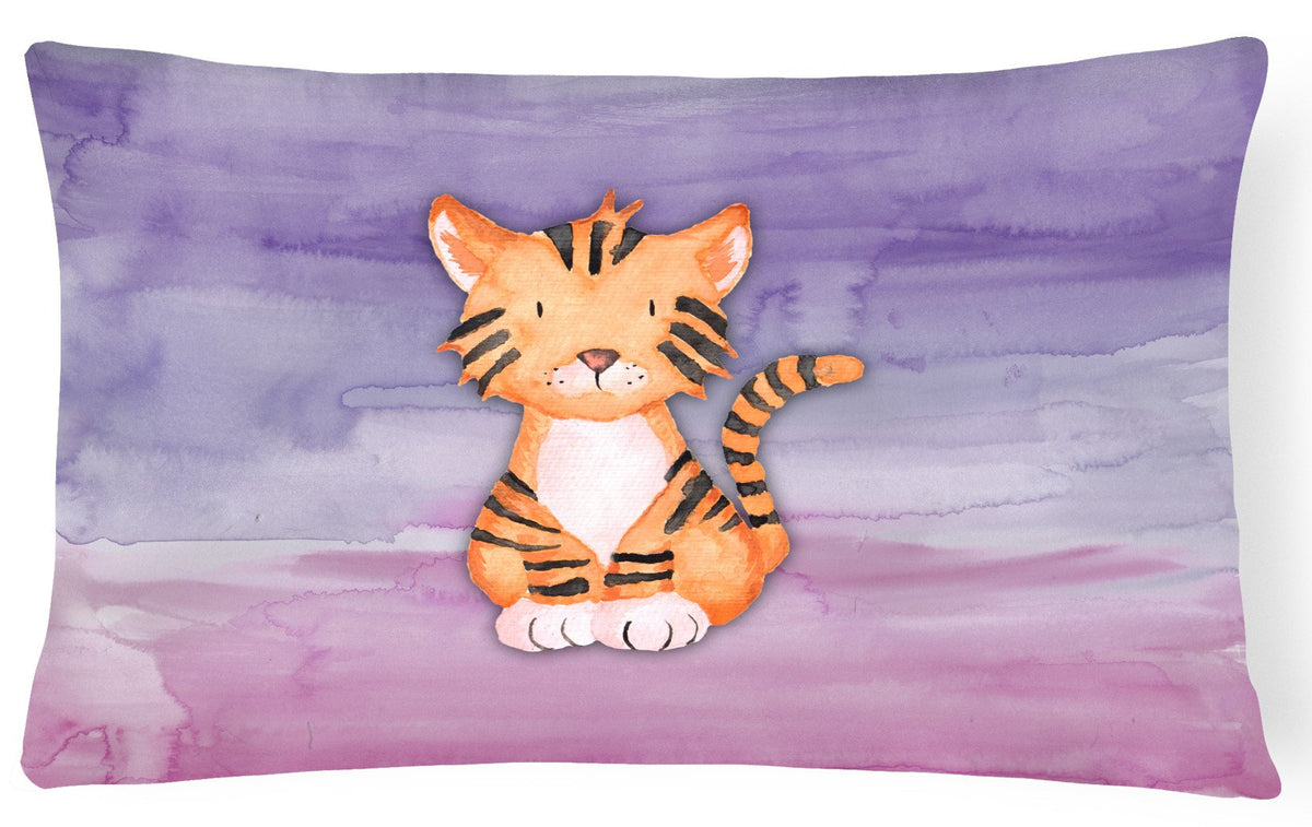 Tiger Cub Watercolor Canvas Fabric Decorative Pillow BB7444PW1216 by Caroline&#39;s Treasures