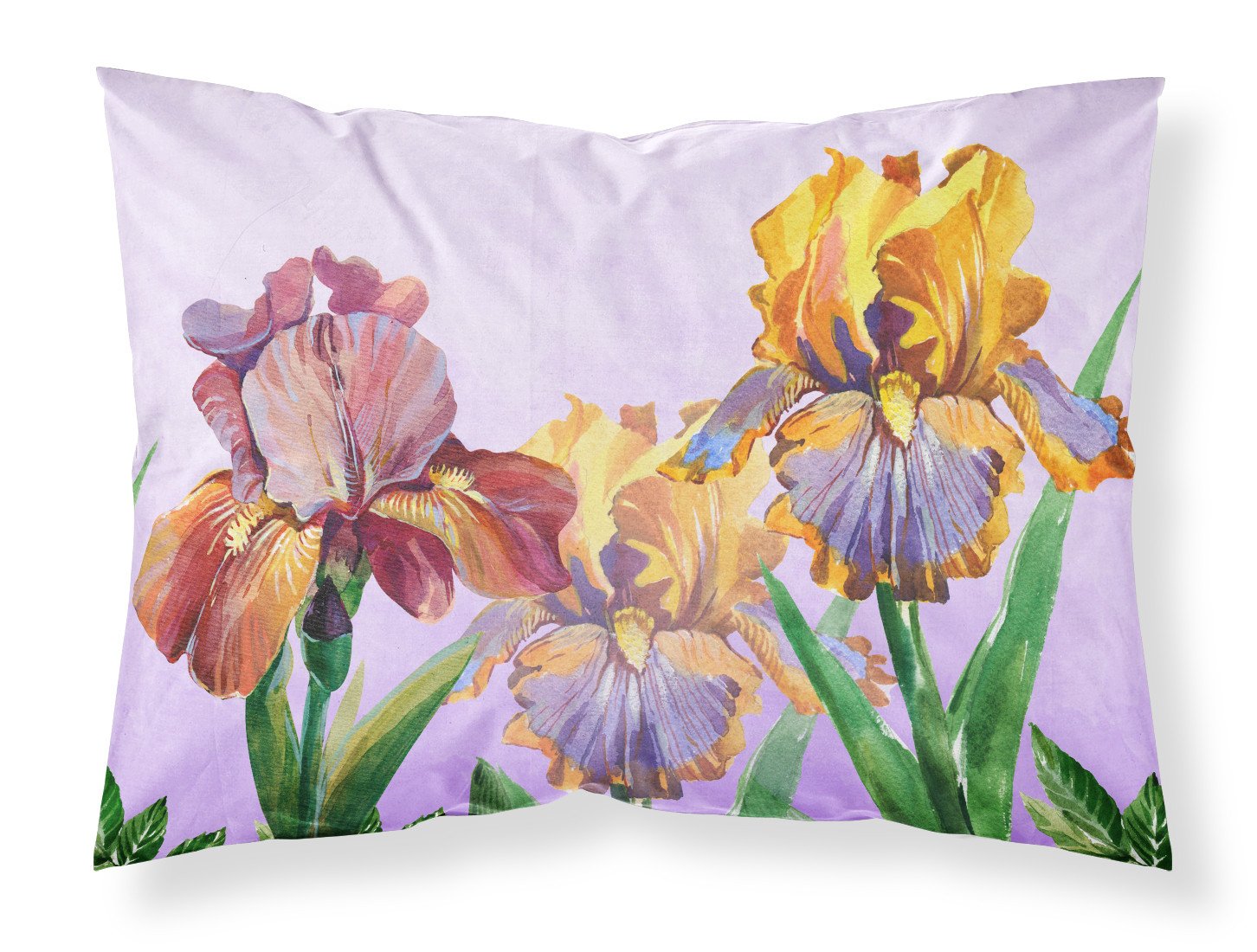 Purple and Yellow Iris Fabric Standard Pillowcase BB7445PILLOWCASE by Caroline's Treasures