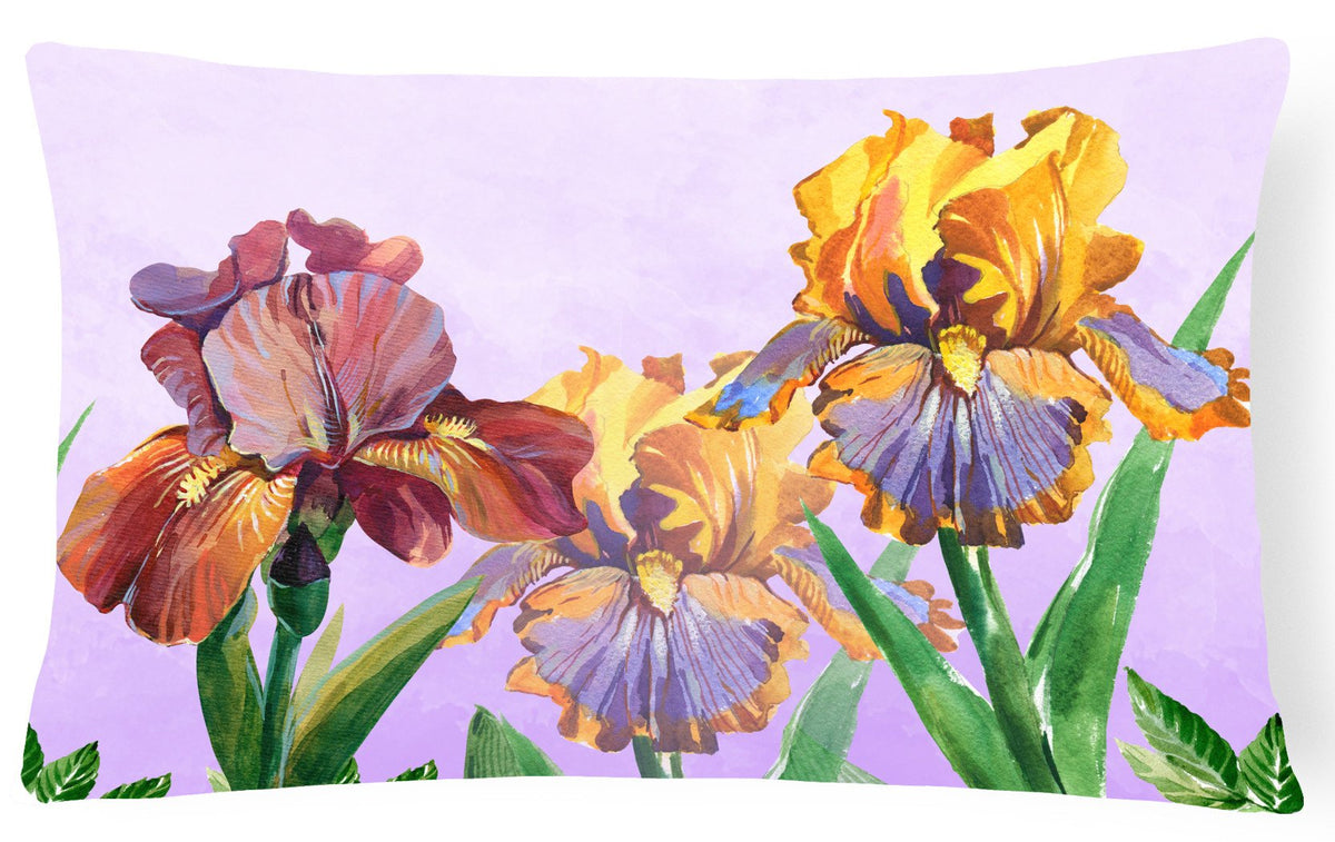 Purple and Yellow Iris Canvas Fabric Decorative Pillow BB7445PW1216 by Caroline&#39;s Treasures