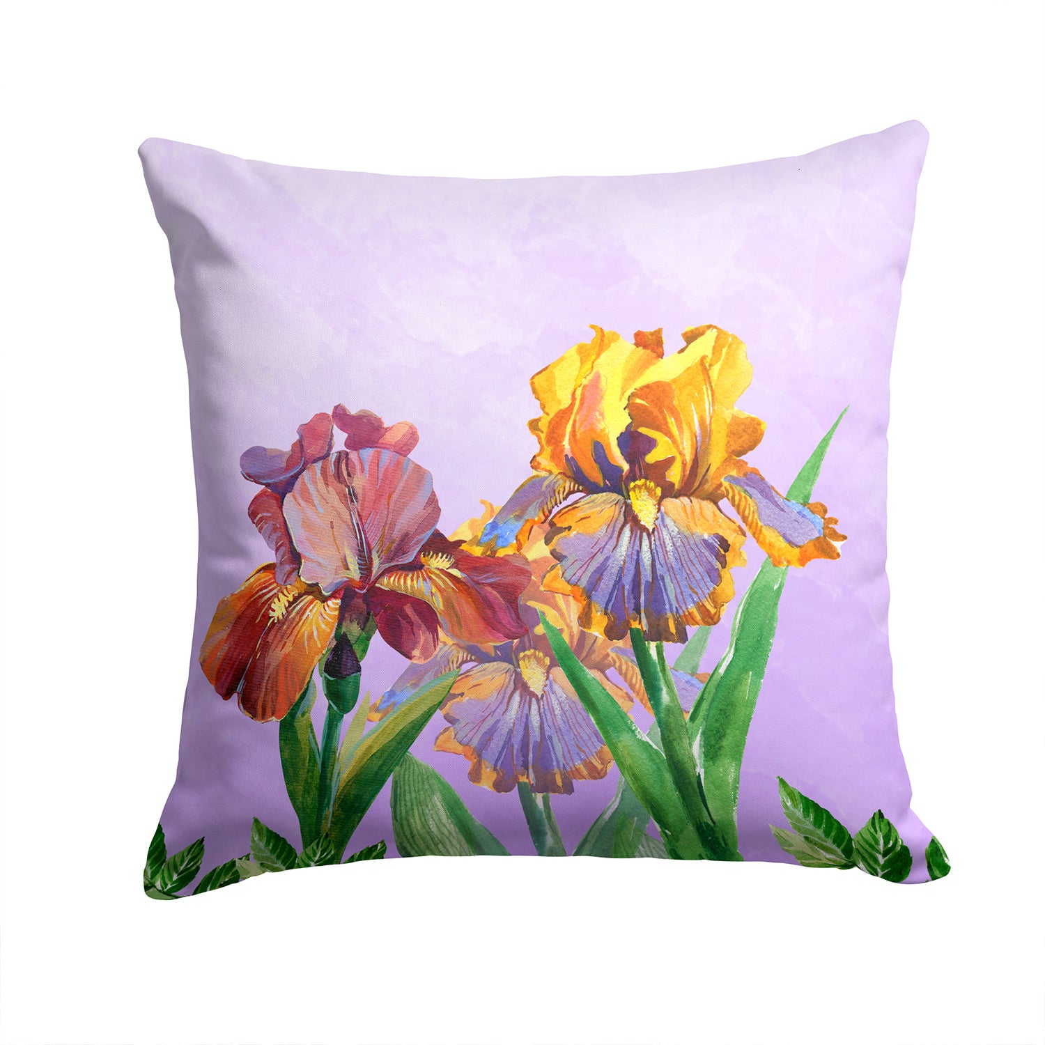 Purple and Yellow Iris Fabric Decorative Pillow BB7445PW1414 - the-store.com