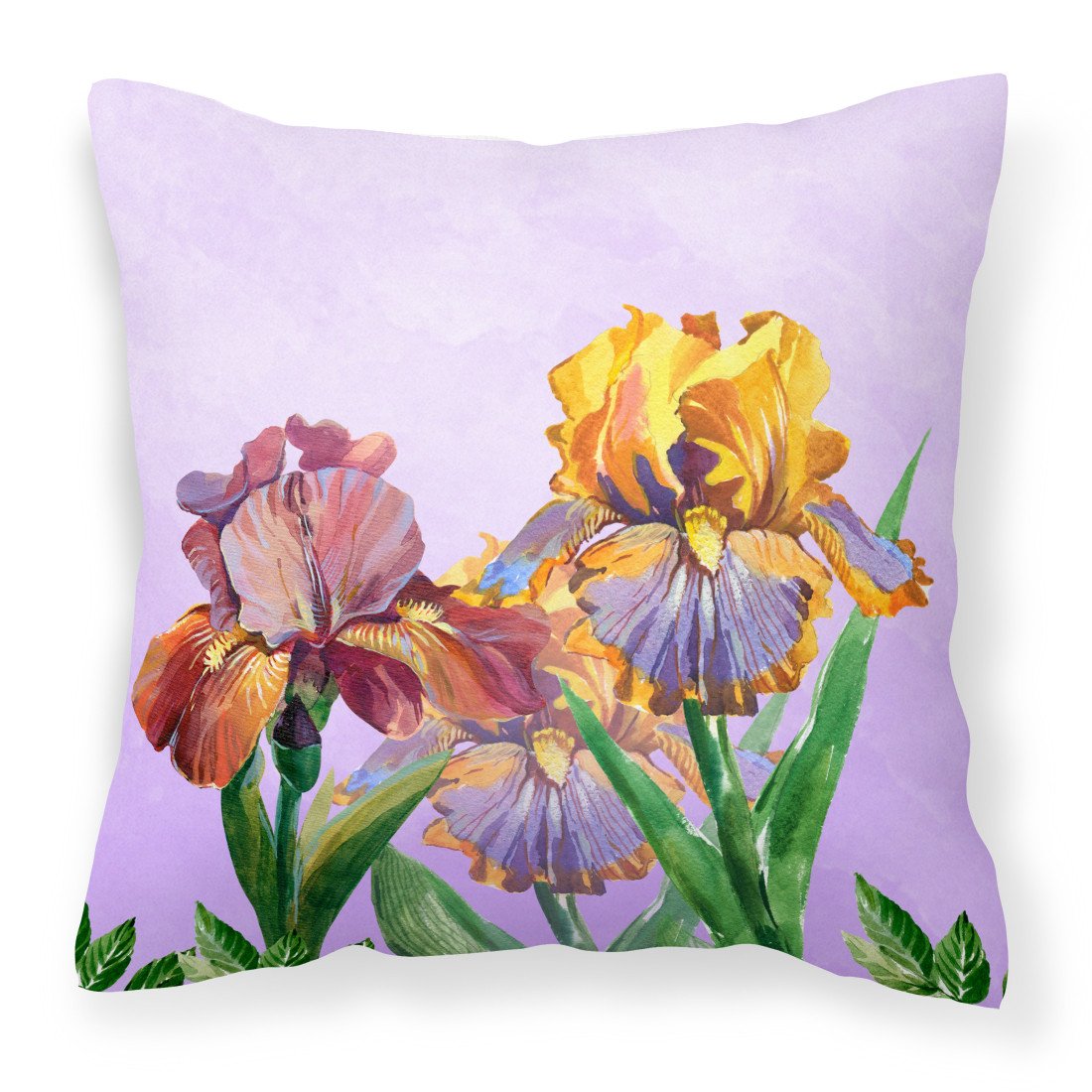 Purple and Yellow Iris Fabric Decorative Pillow BB7445PW1818 by Caroline&#39;s Treasures
