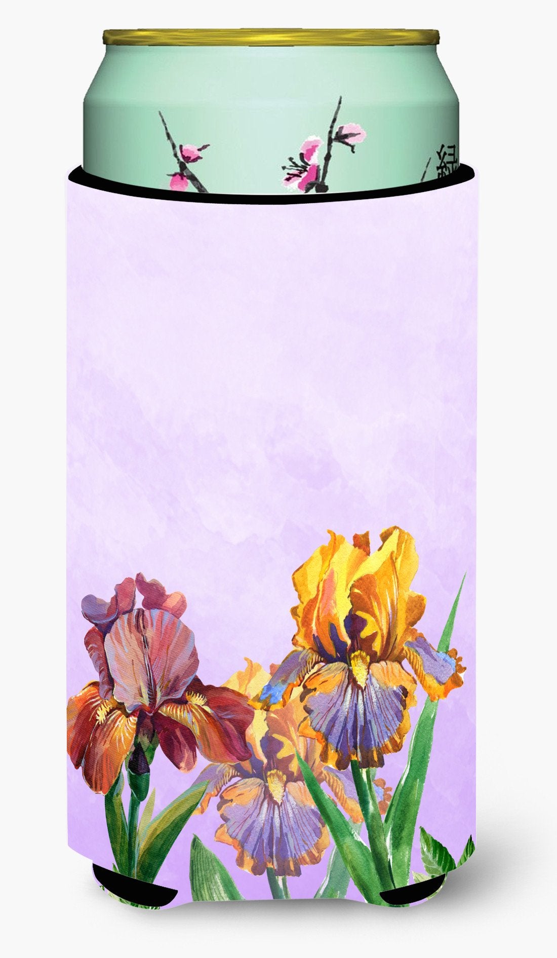 Purple and Yellow Iris Tall Boy Beverage Insulator Hugger BB7445TBC by Caroline&#39;s Treasures