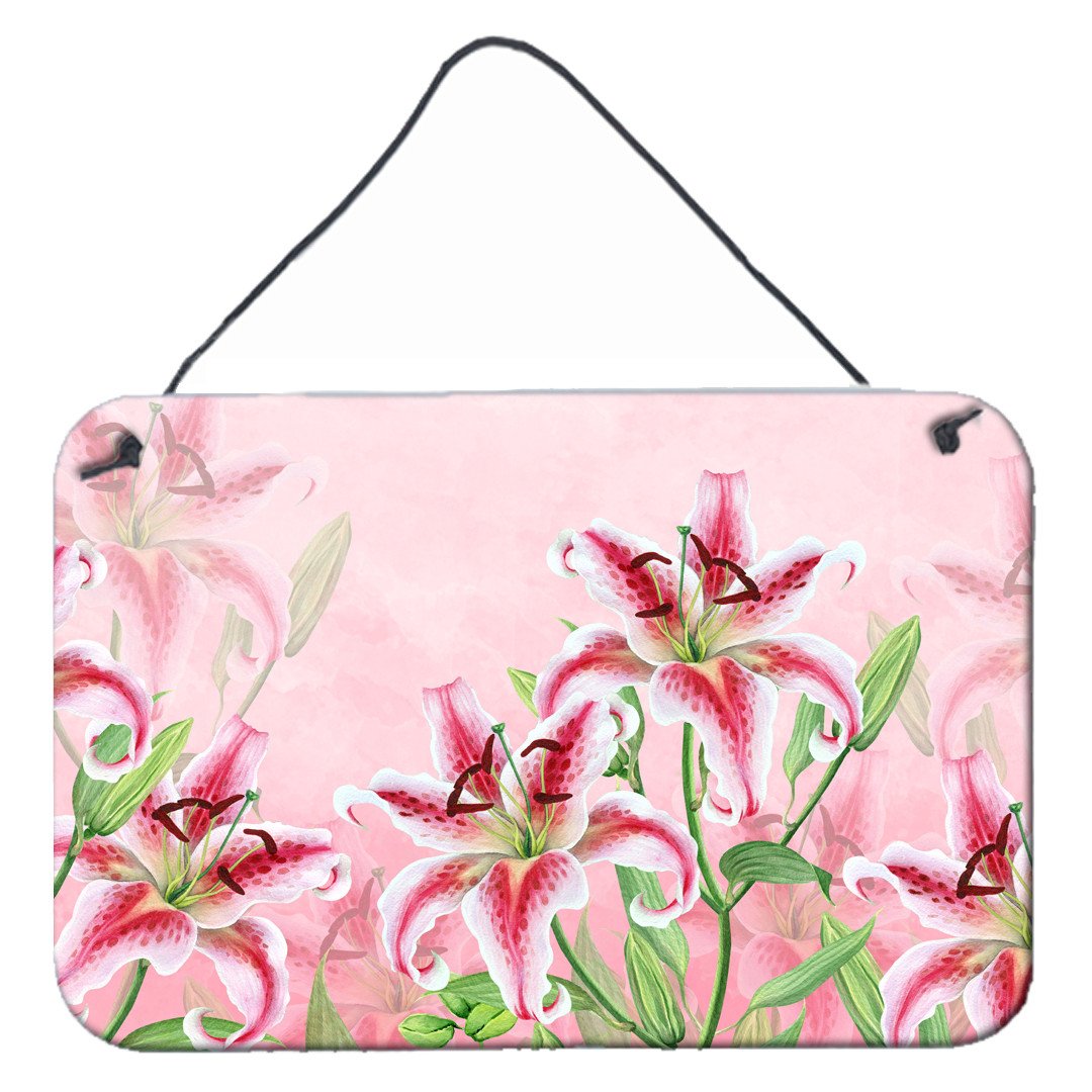 Pink Lillies Wall or Door Hanging Prints BB7446DS812 by Caroline&#39;s Treasures