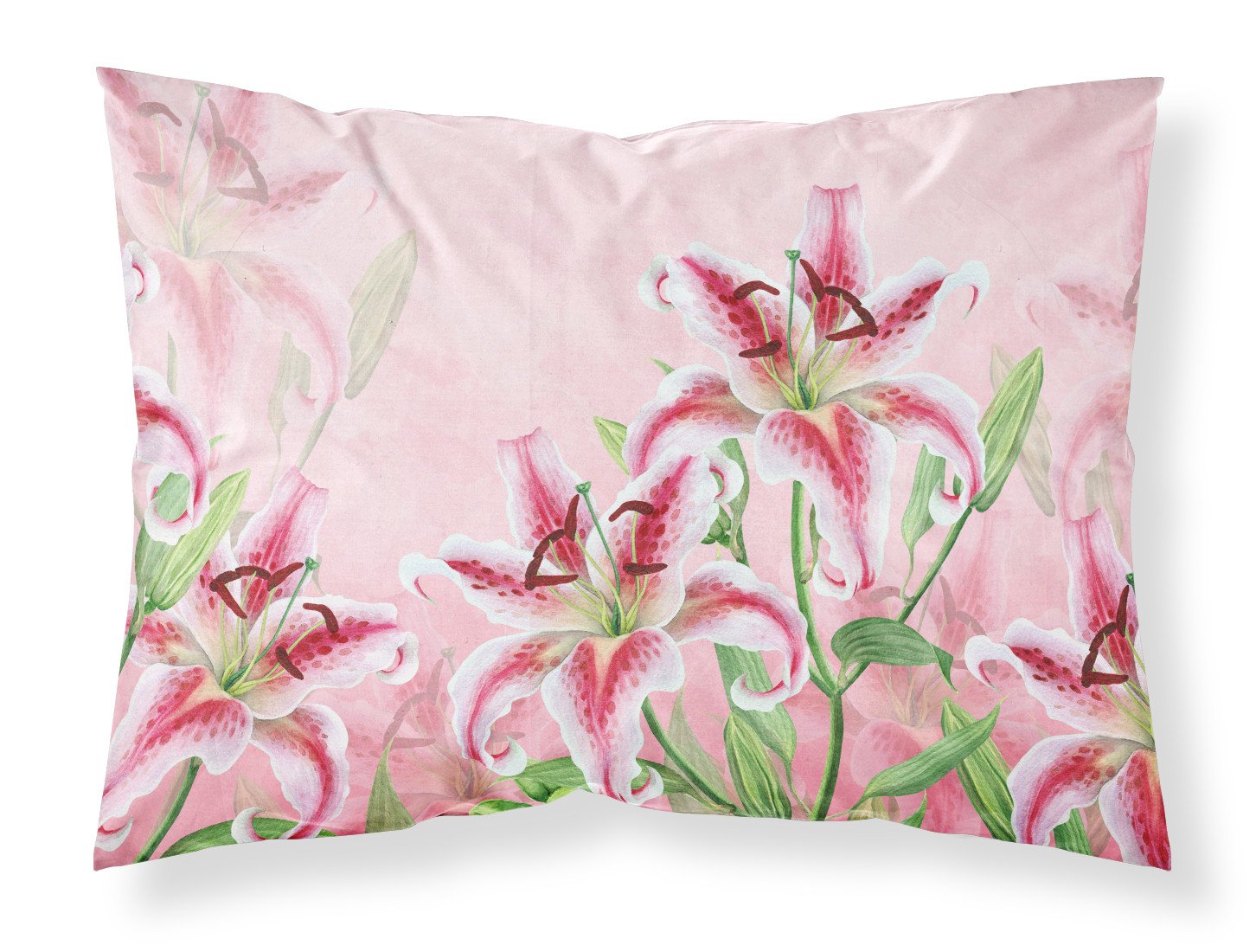 Pink Lillies Fabric Standard Pillowcase BB7446PILLOWCASE by Caroline's Treasures