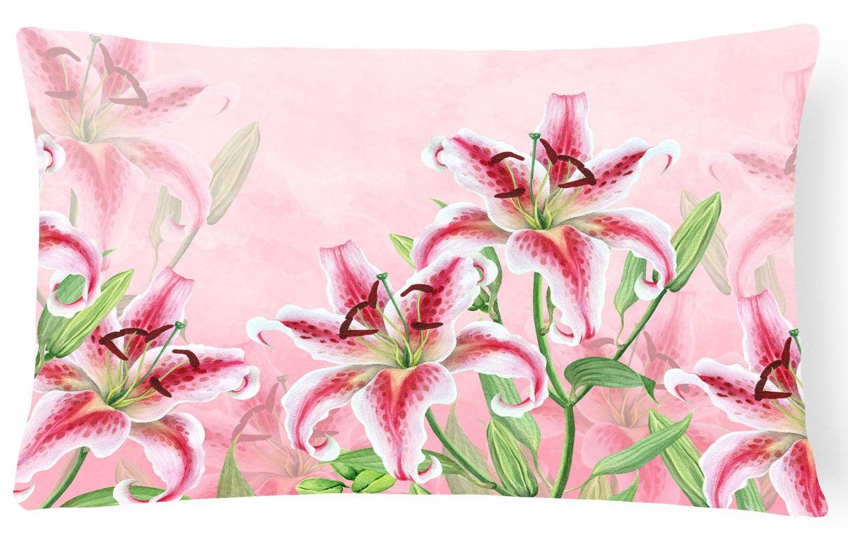 Pink Lillies Canvas Fabric Decorative Pillow BB7446PW1216 by Caroline&#39;s Treasures