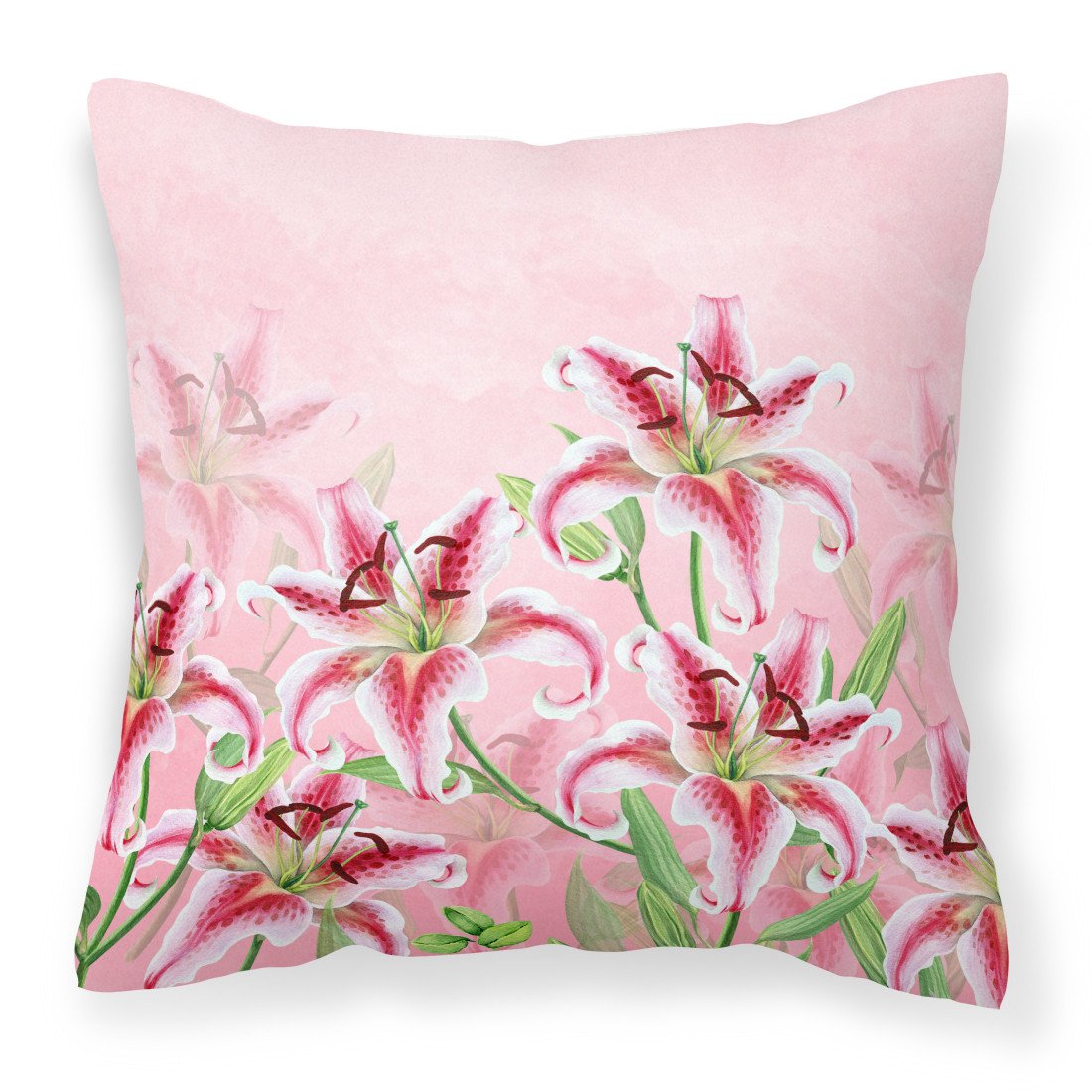 Pink Lillies Fabric Decorative Pillow BB7446PW1818 by Caroline&#39;s Treasures